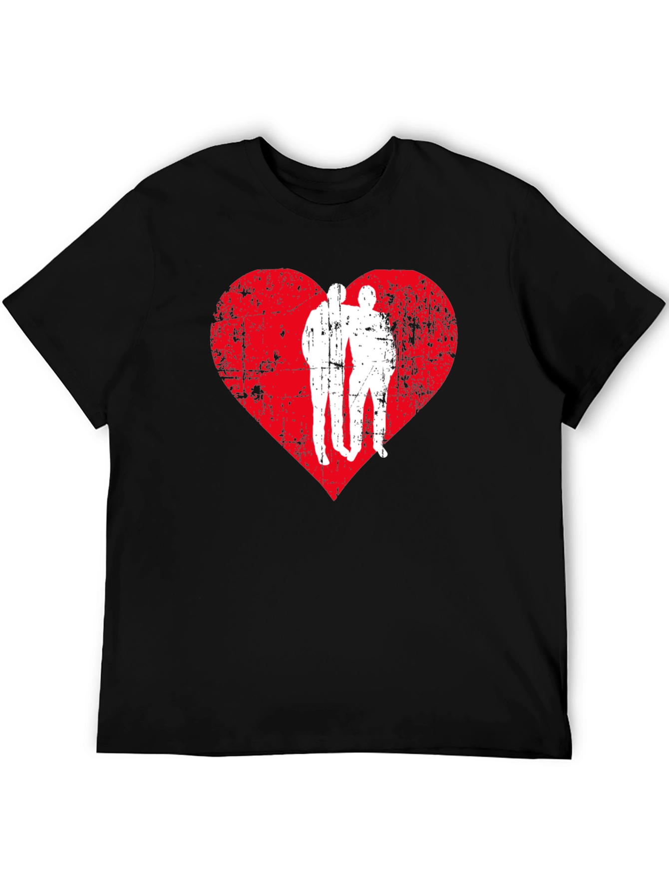 Black Distressed Heart Friends Graphic Tee - Black view 5