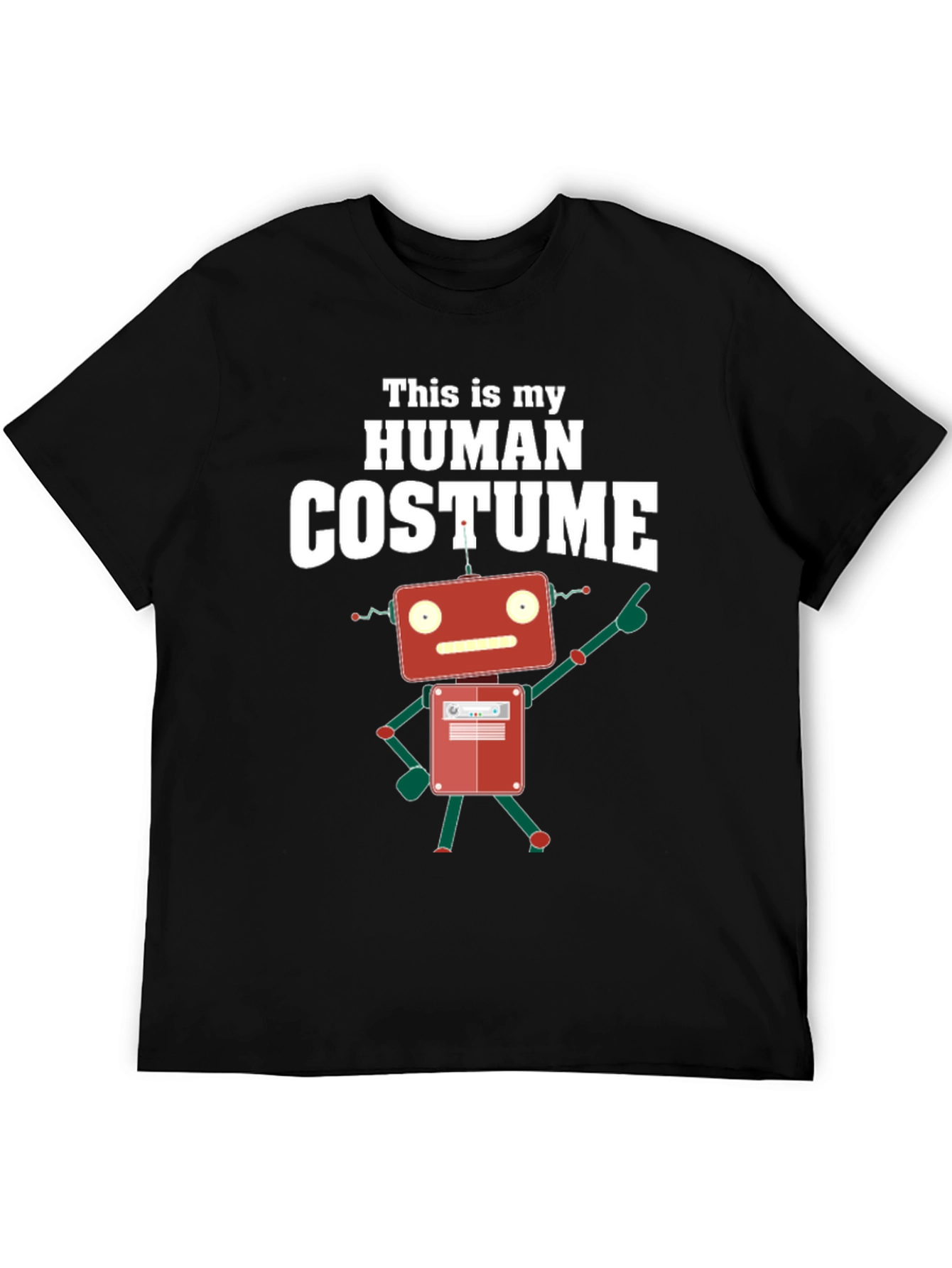 Black Human Costume Robot Graphic T-Shirt view 5