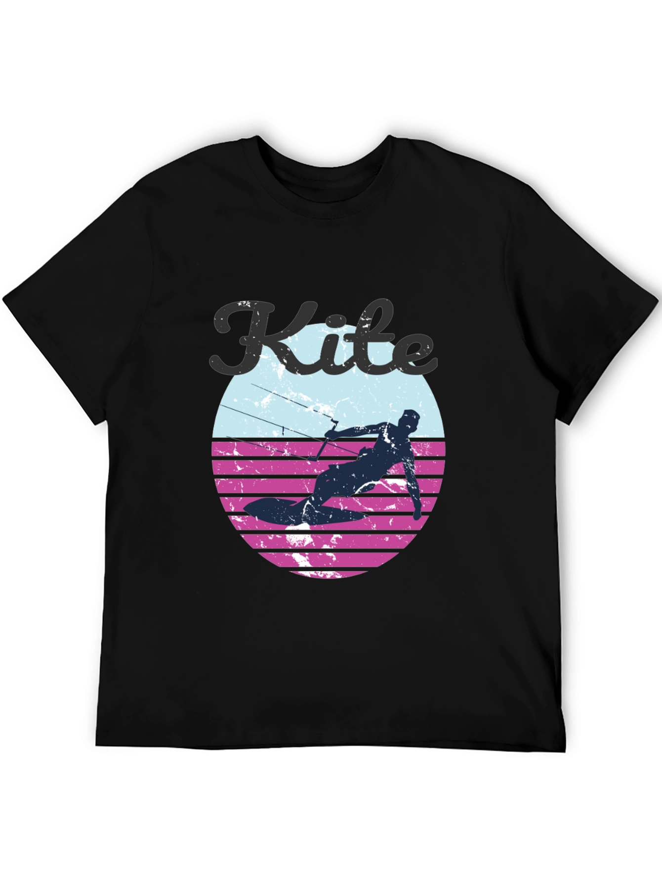Black Kite Surfing T-Shirt - Retro Style Design view 5