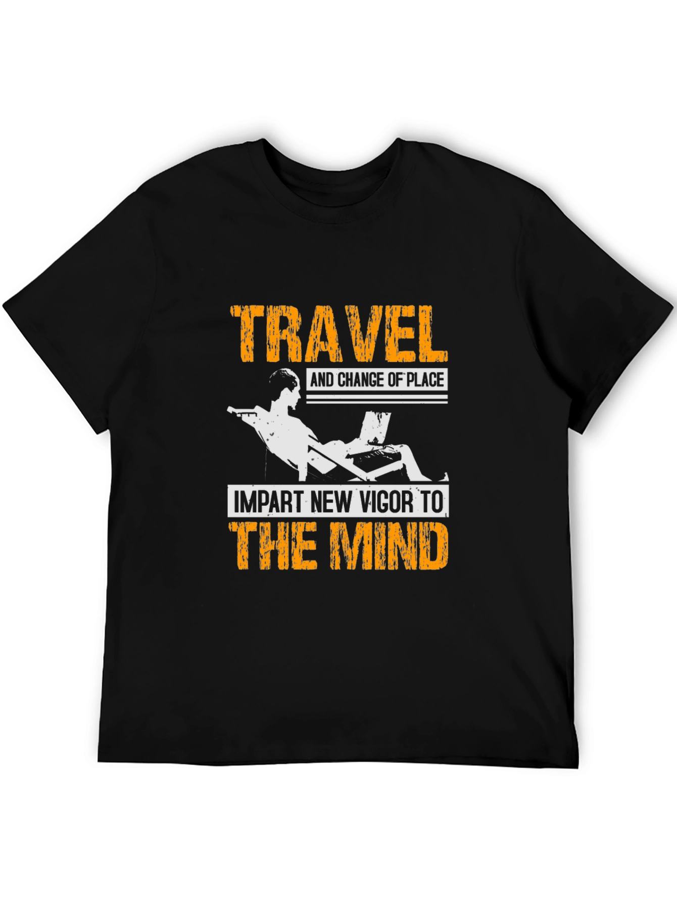 Black Travel Vigor Mind Graphic Tee - Black Cotton T-Shirt view 5