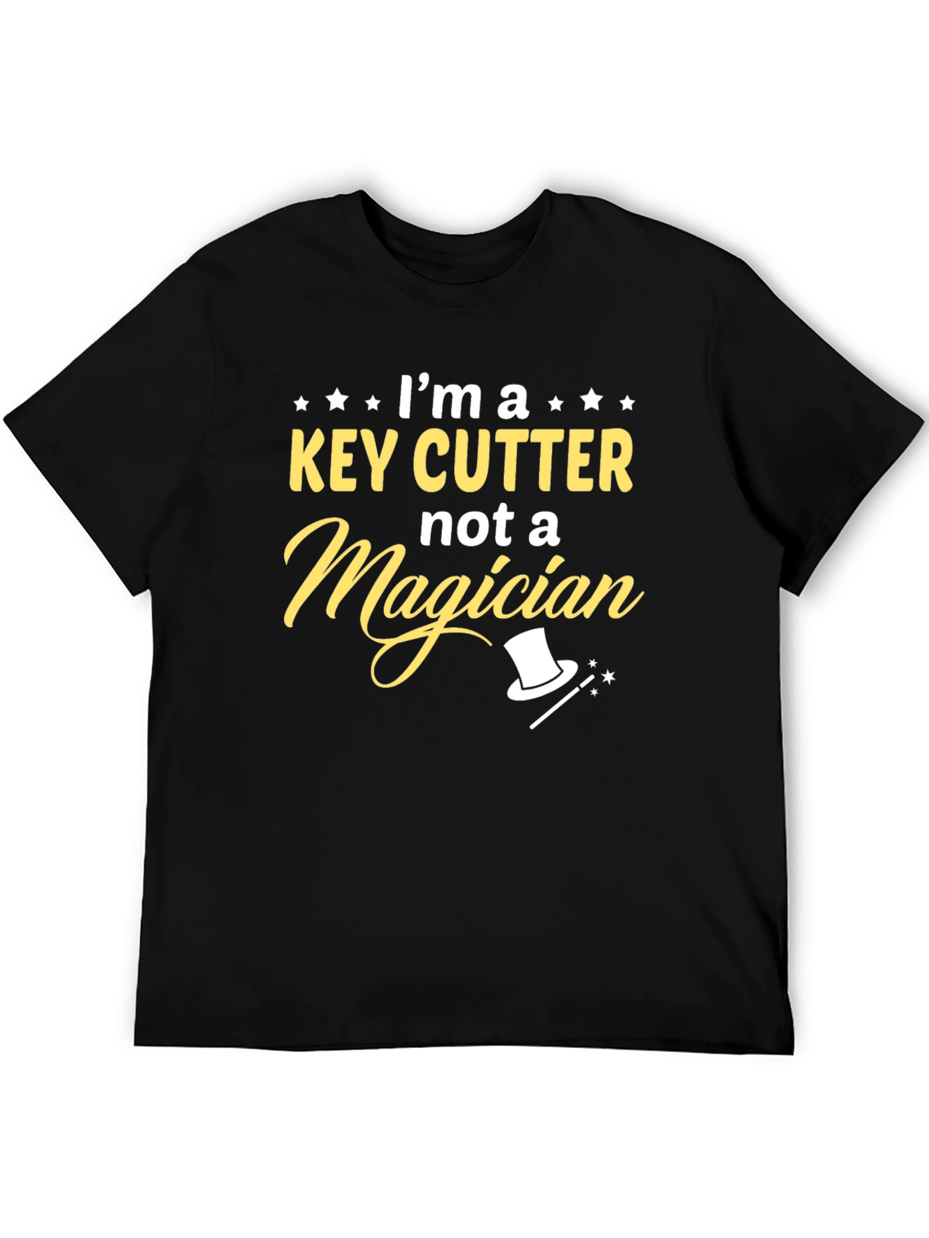 Black I'm a Key Cutter, Not a Magician Black T-Shirt view 5