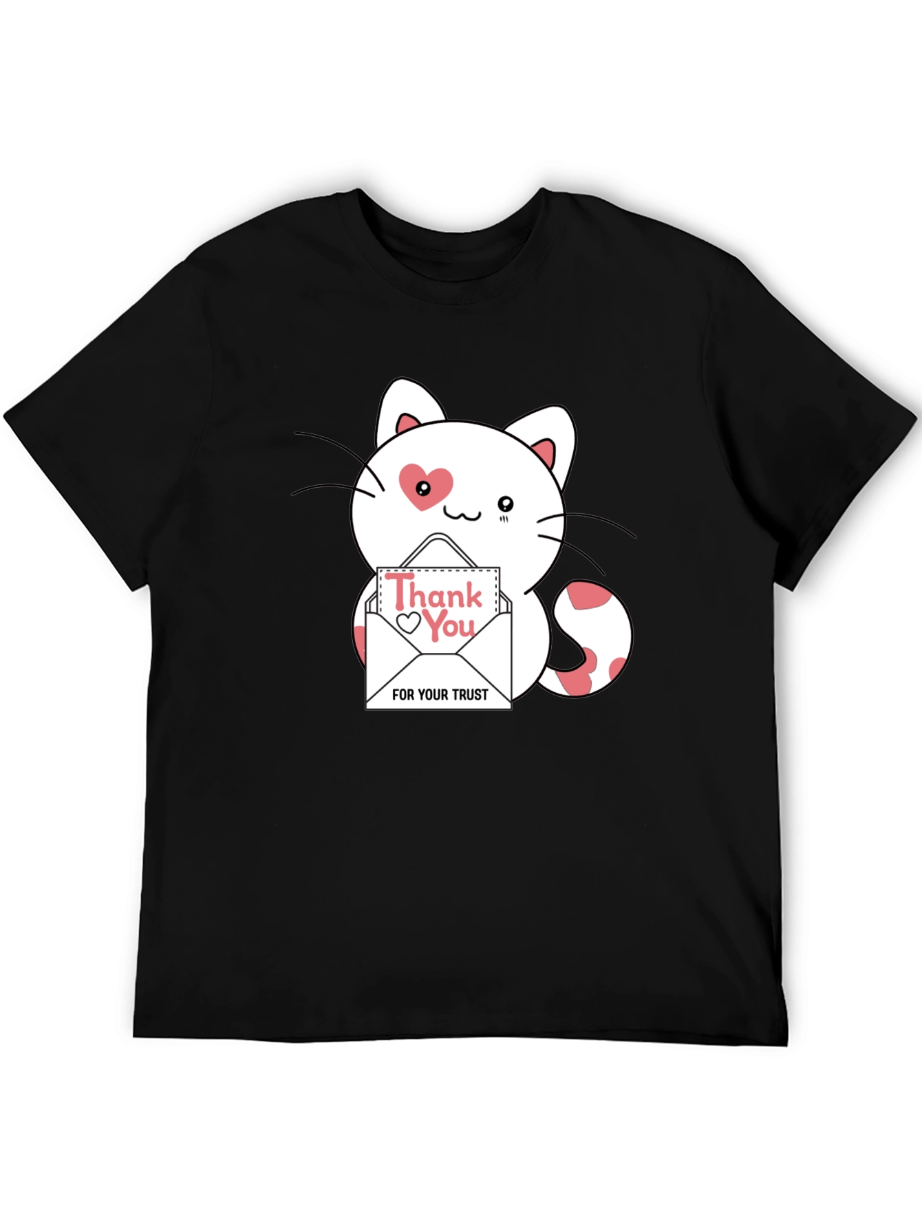 Black Cute Thank You Cat T-Shirt view 5