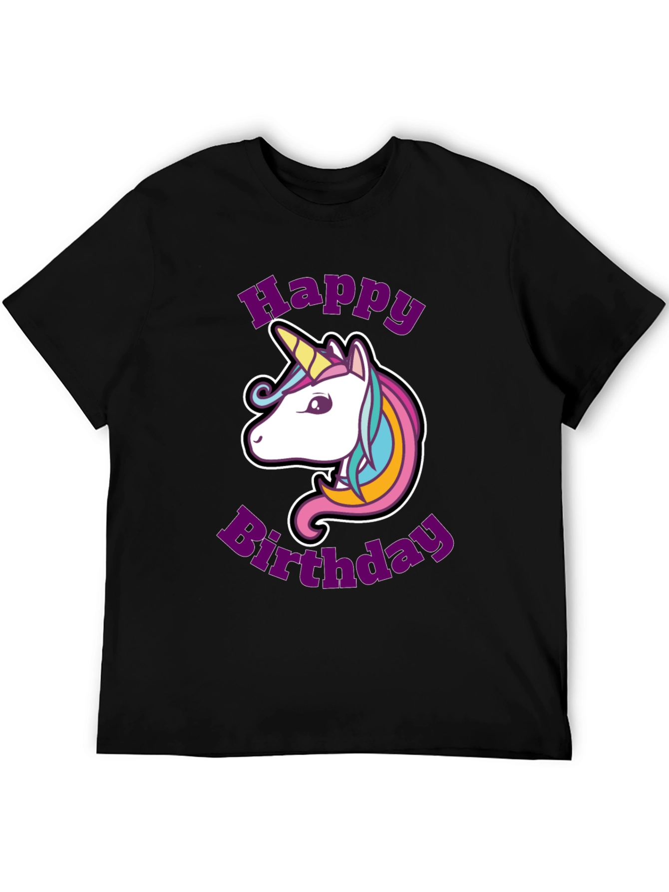 Black Unicorn Happy Birthday Graphic T-Shirt view 5