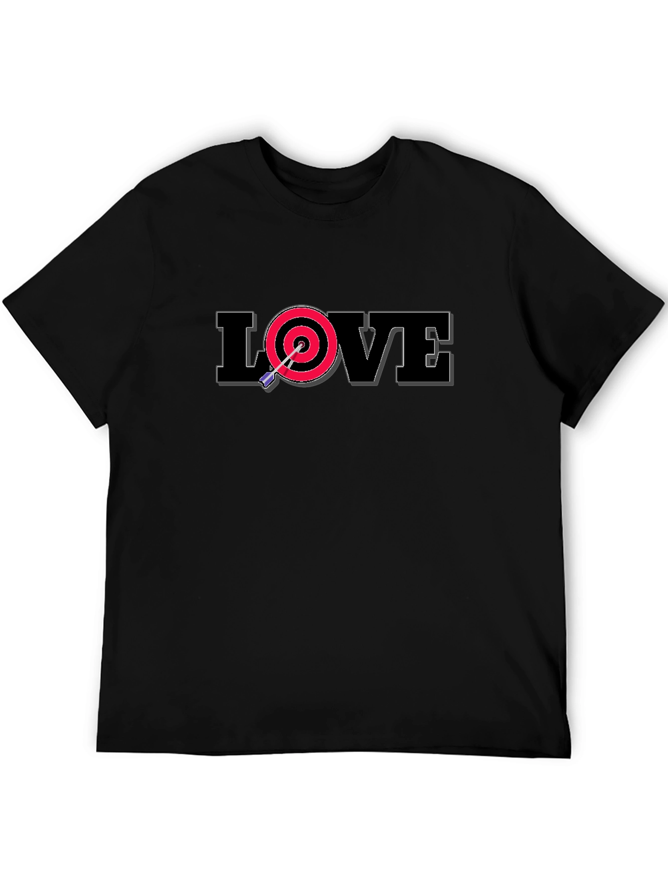 Black LOVE Dartboard T-Shirt - Perfect Aim, True Love view 5