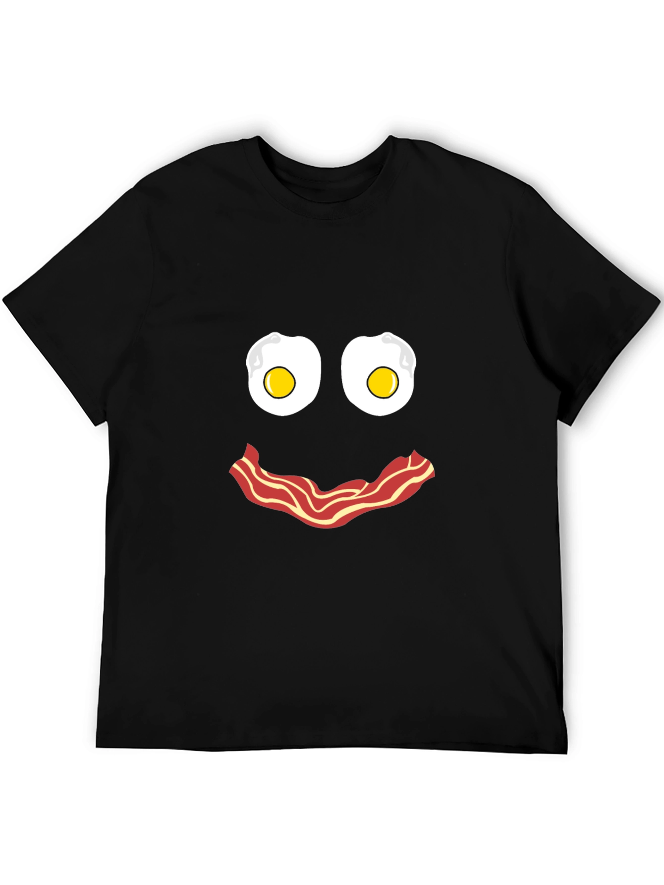 Black Funny Breakfast Face T-Shirt: Eggs and Bacon Graphic Tee view 5