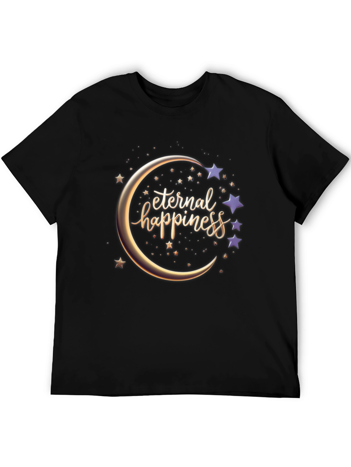 Black Eternal Happiness Moon Star Graphic T-Shirt view 5