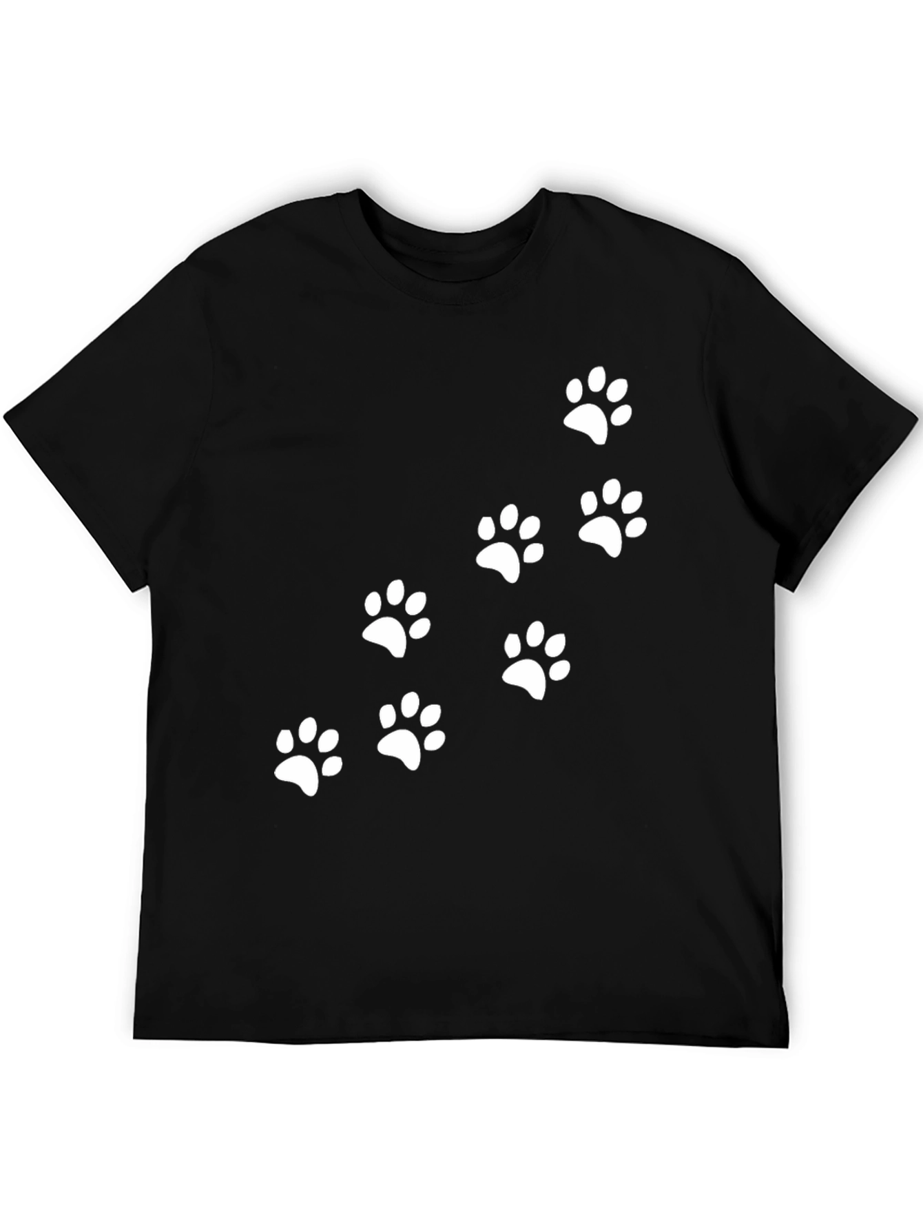 Black Paw Print Graphic T-Shirt - Black Crew Neck view 5