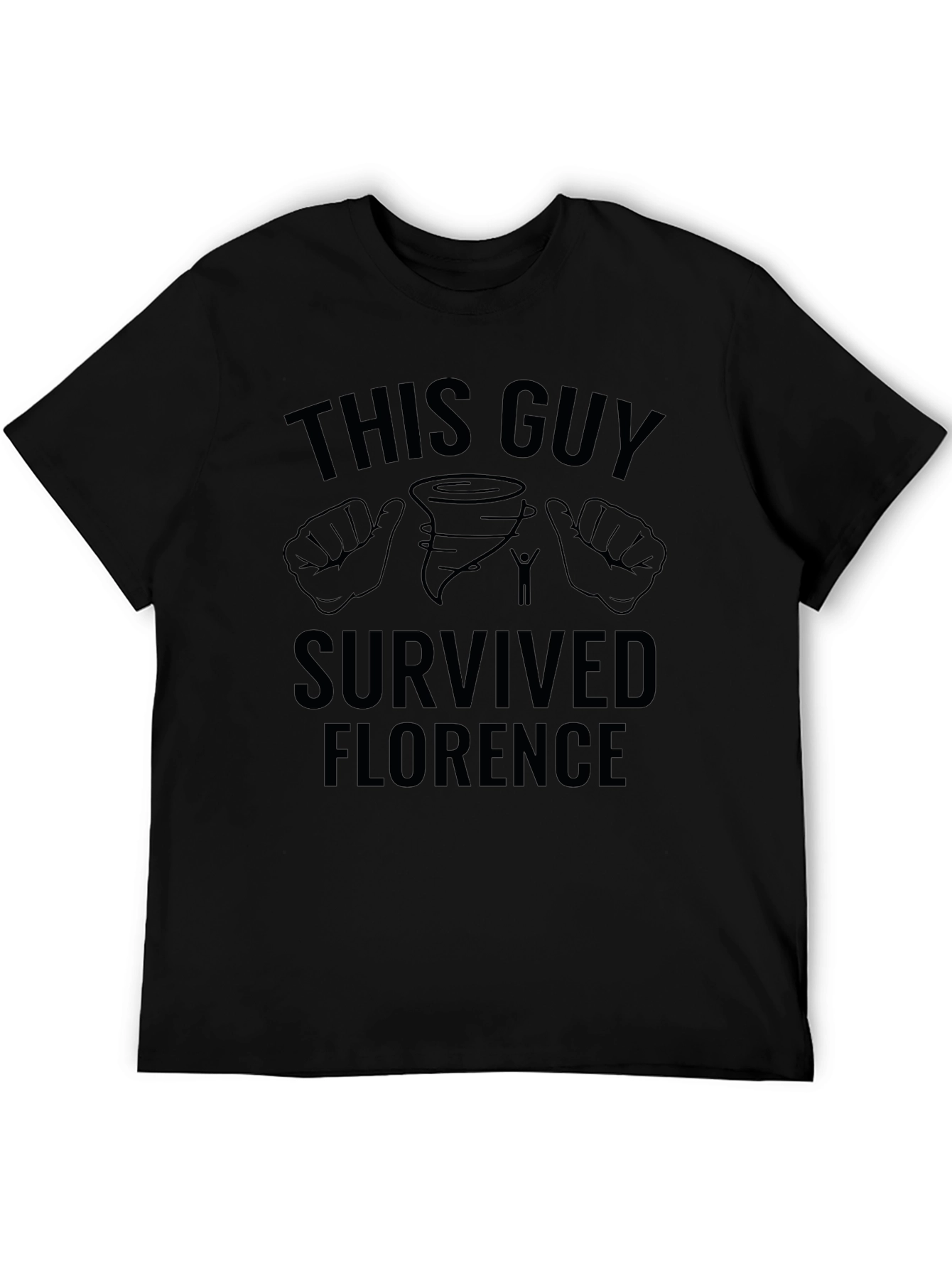Black This Guy Survived Florence Black Graphic T-Shirt view 5