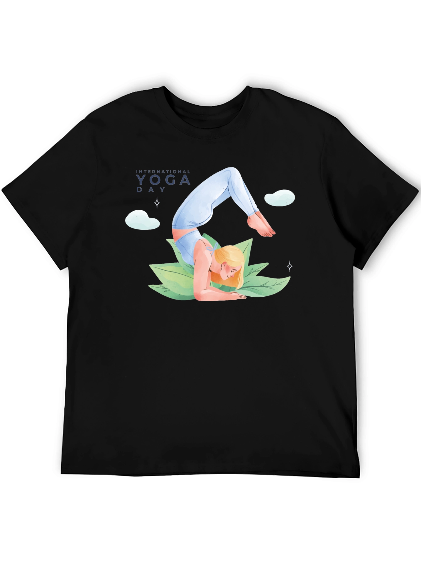 Yoga Day Graphic Tee - Black Cotton - 5