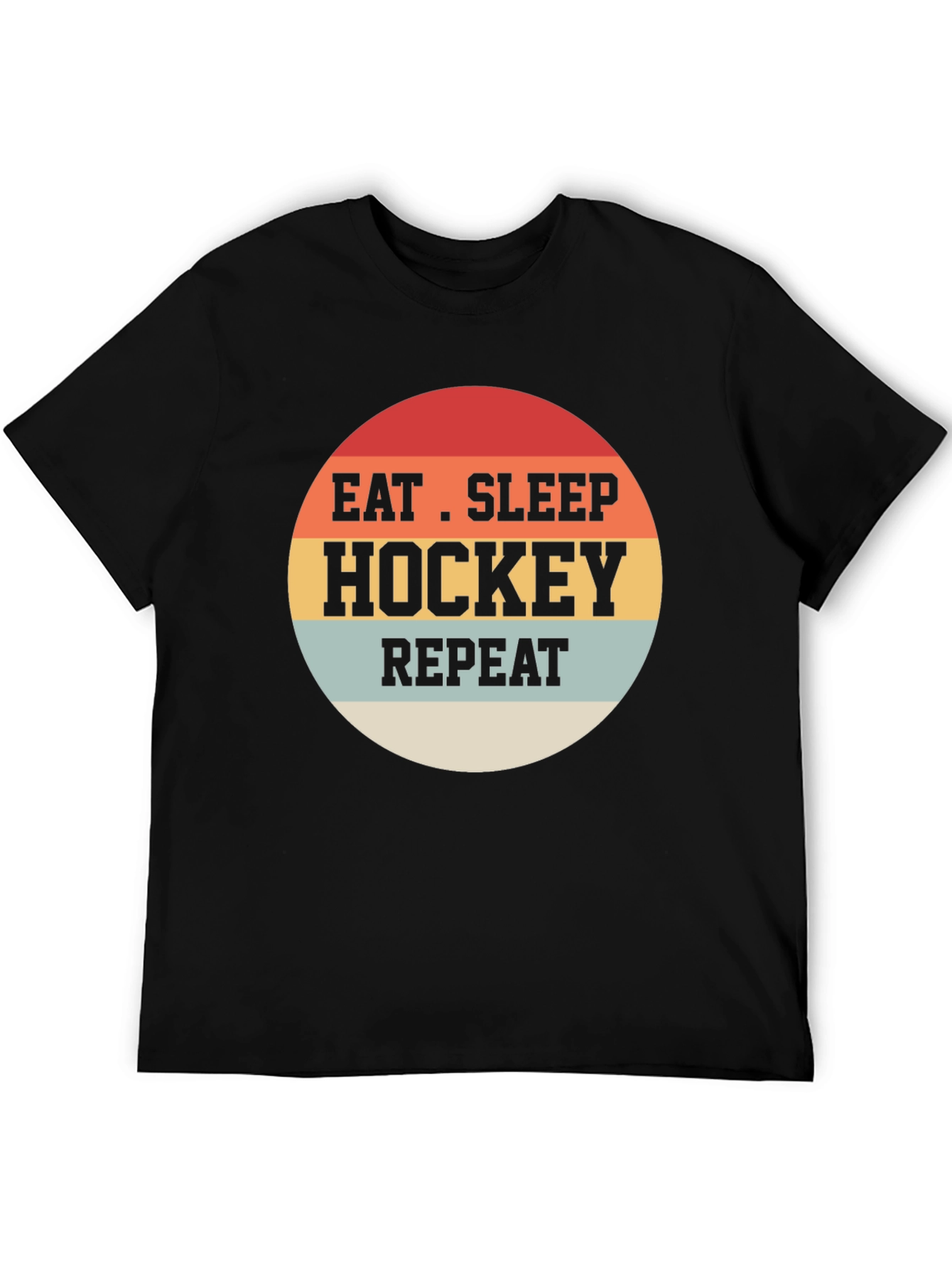 Black Eat Sleep Hockey Repeat T-Shirt view 5