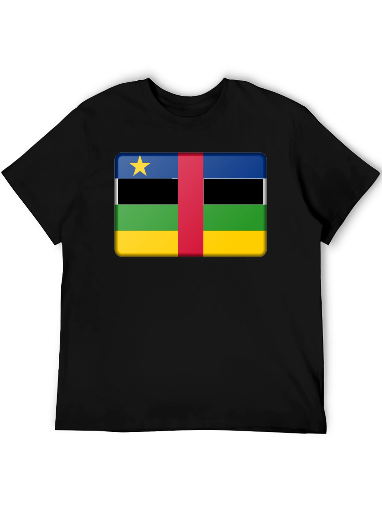 Black Central African Republic Flag T-Shirt view 5