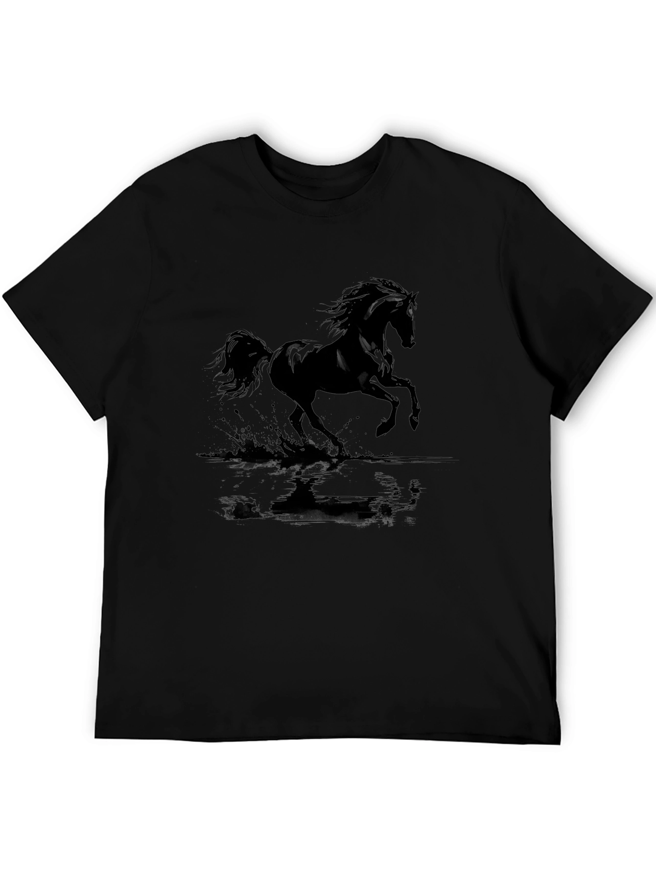Black Black Horse Graphic Tee - Men's Casual Crew Neck T-Shirt view 5