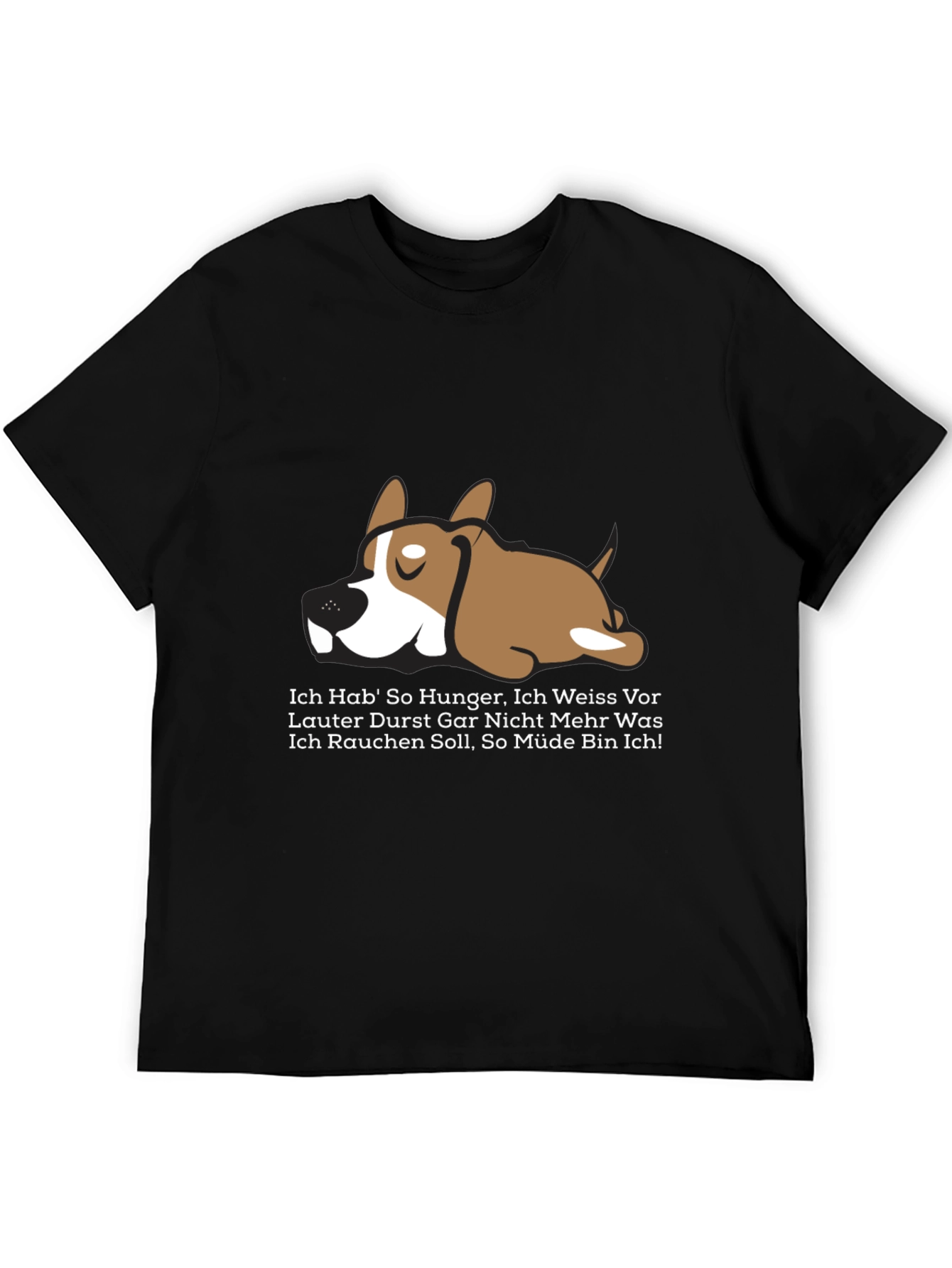 Black Lazy Dog Graphic Tee - Funny German Slogan T-Shirt view 5