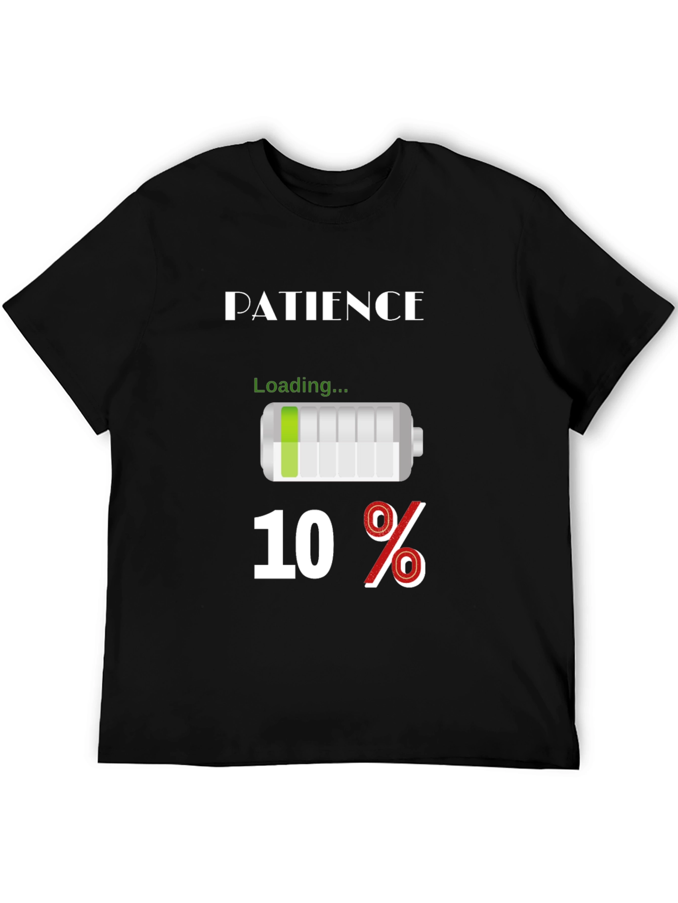 Black Patience Loading Funny Graphic T-Shirt view 5