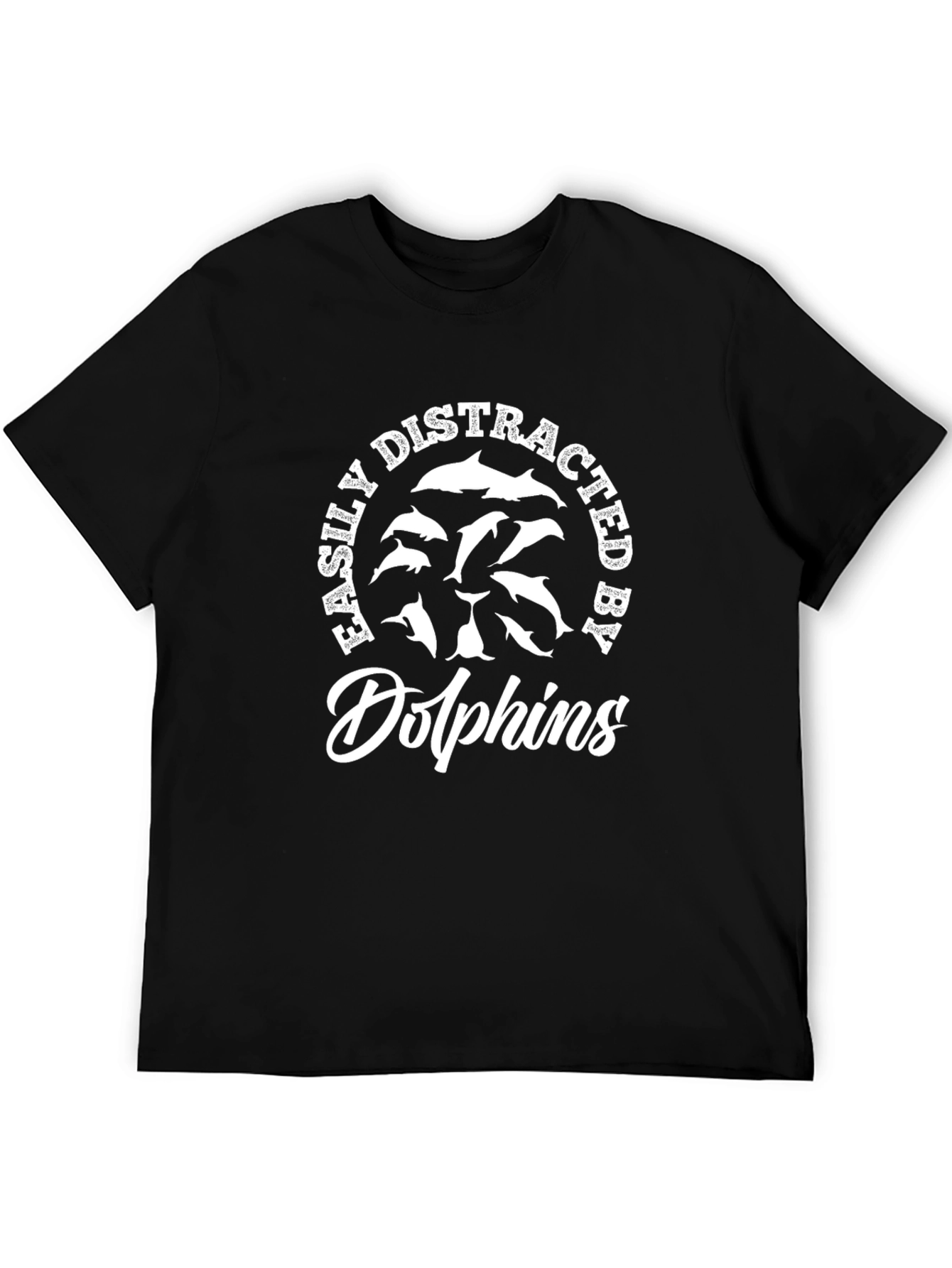 Black Easily Distracted by Dolphins Graphic Tee - Black view 5