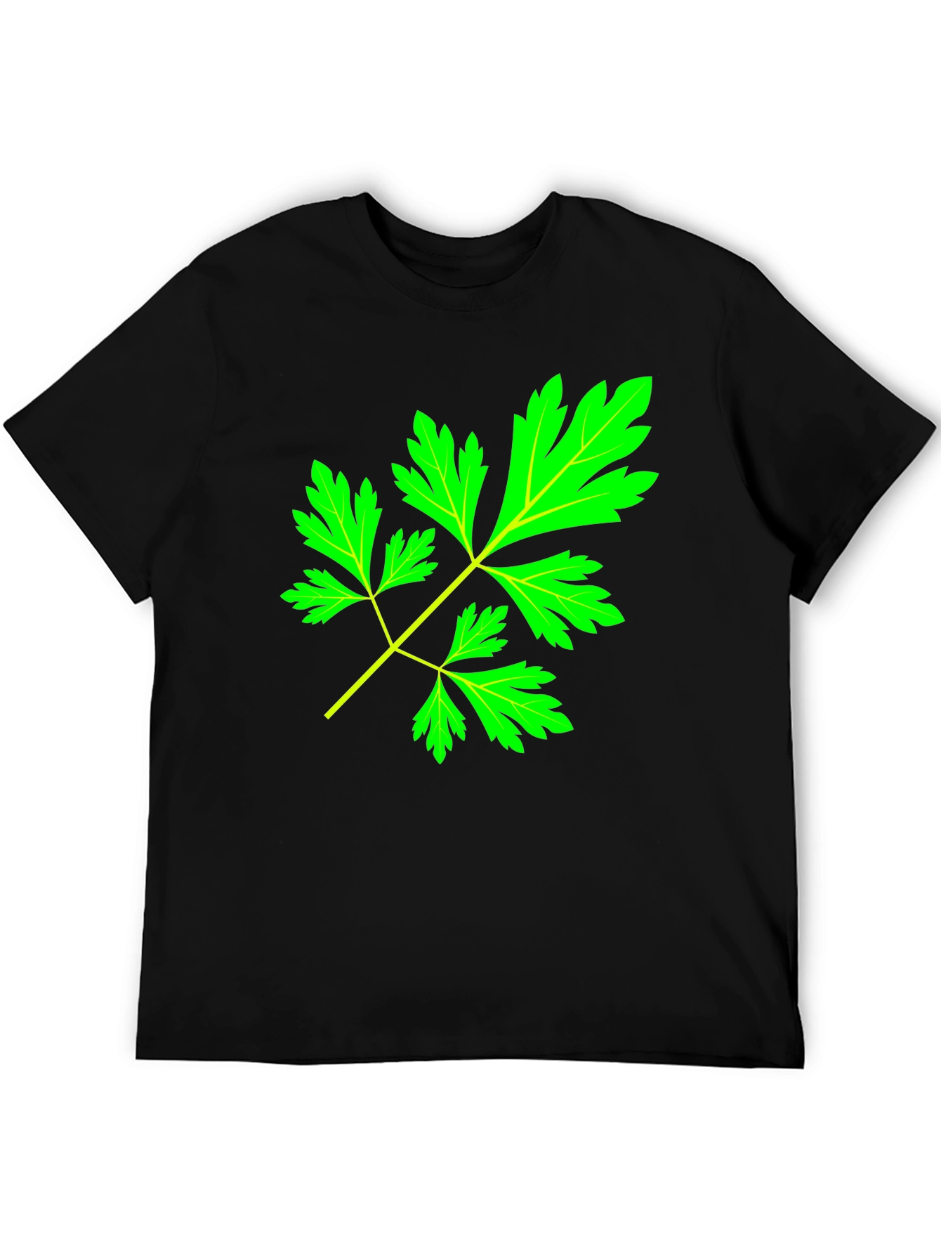 Black Herbal Leaf Black T-Shirt view 5