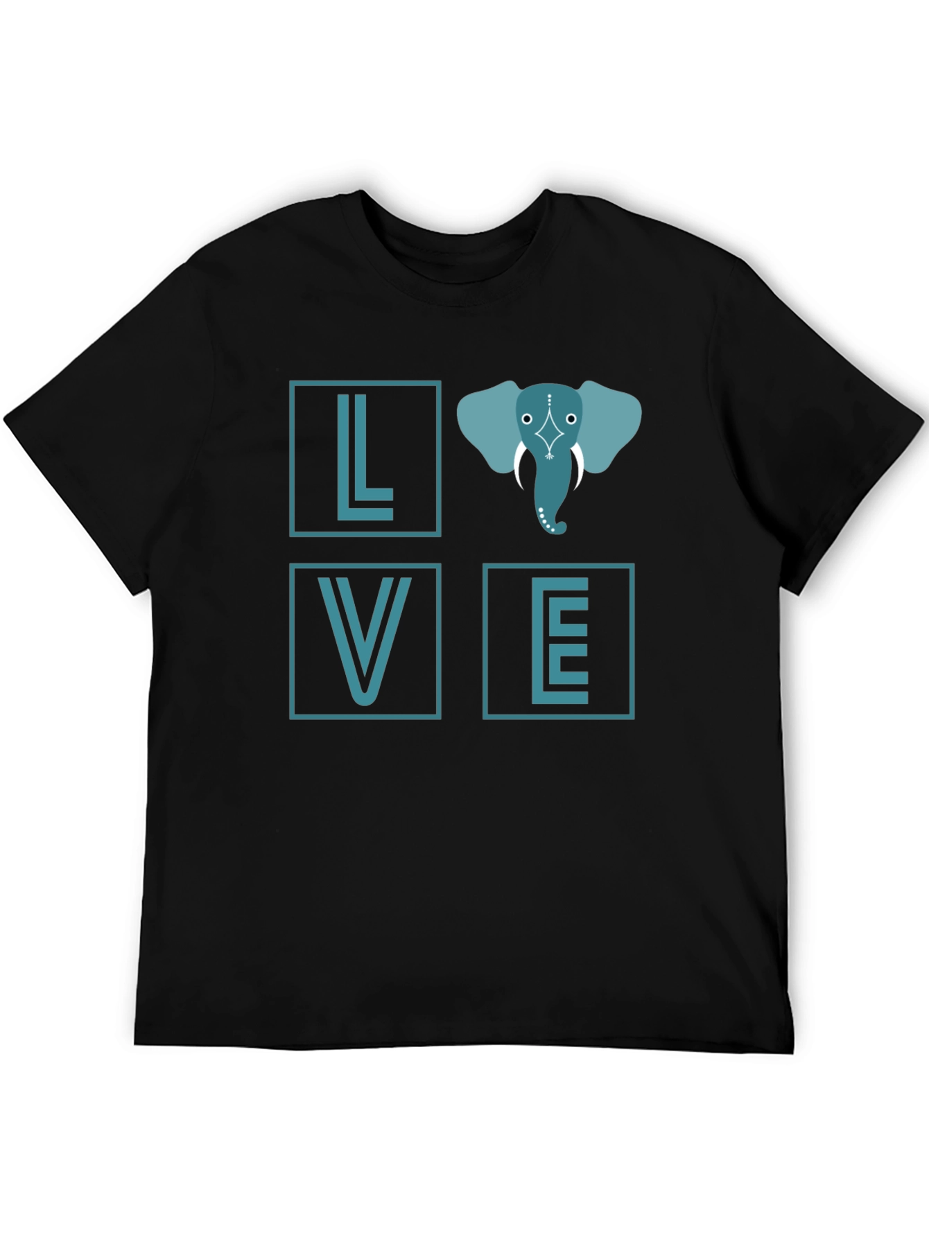 Black Elephant Love Graphic Tee - Stylish Black T-Shirt view 5