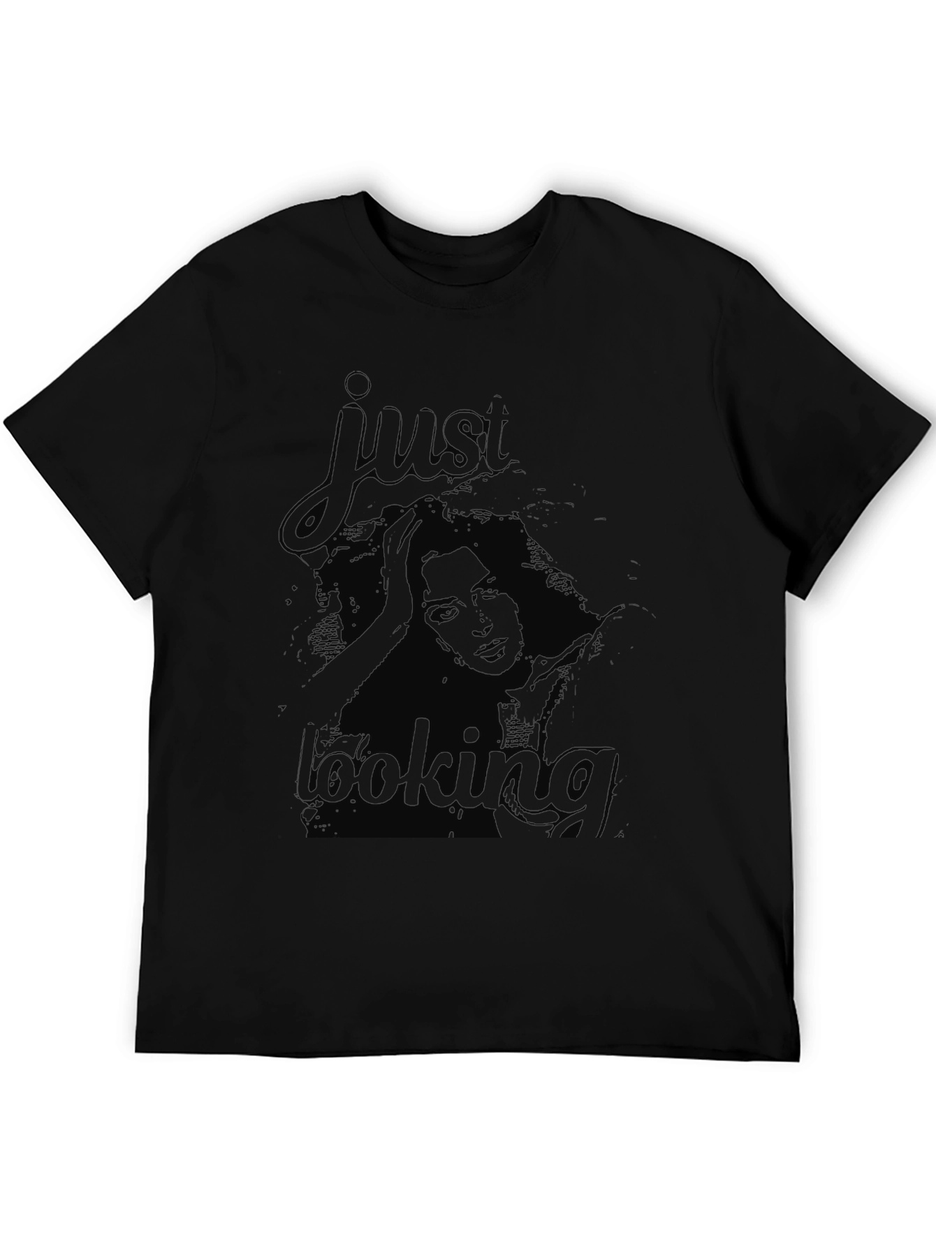 Black Just Looking Graphic Tee - Black Unisex Shirt view 5
