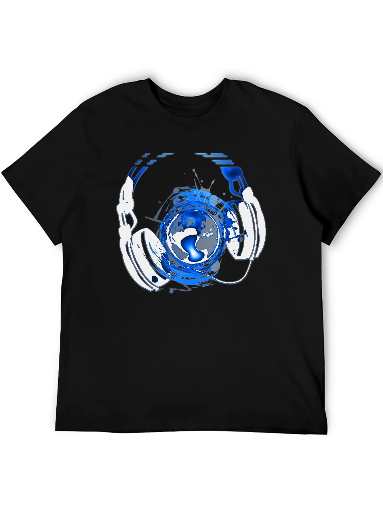 Black Headphone Globe Graphic Tee view 5