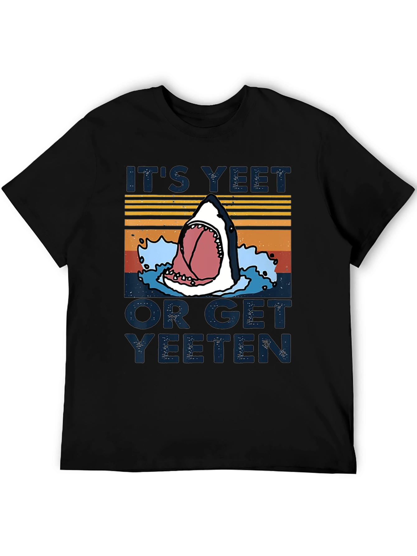 Black It's Yeet or Get Yeeten Shark Graphic Tee view 5
