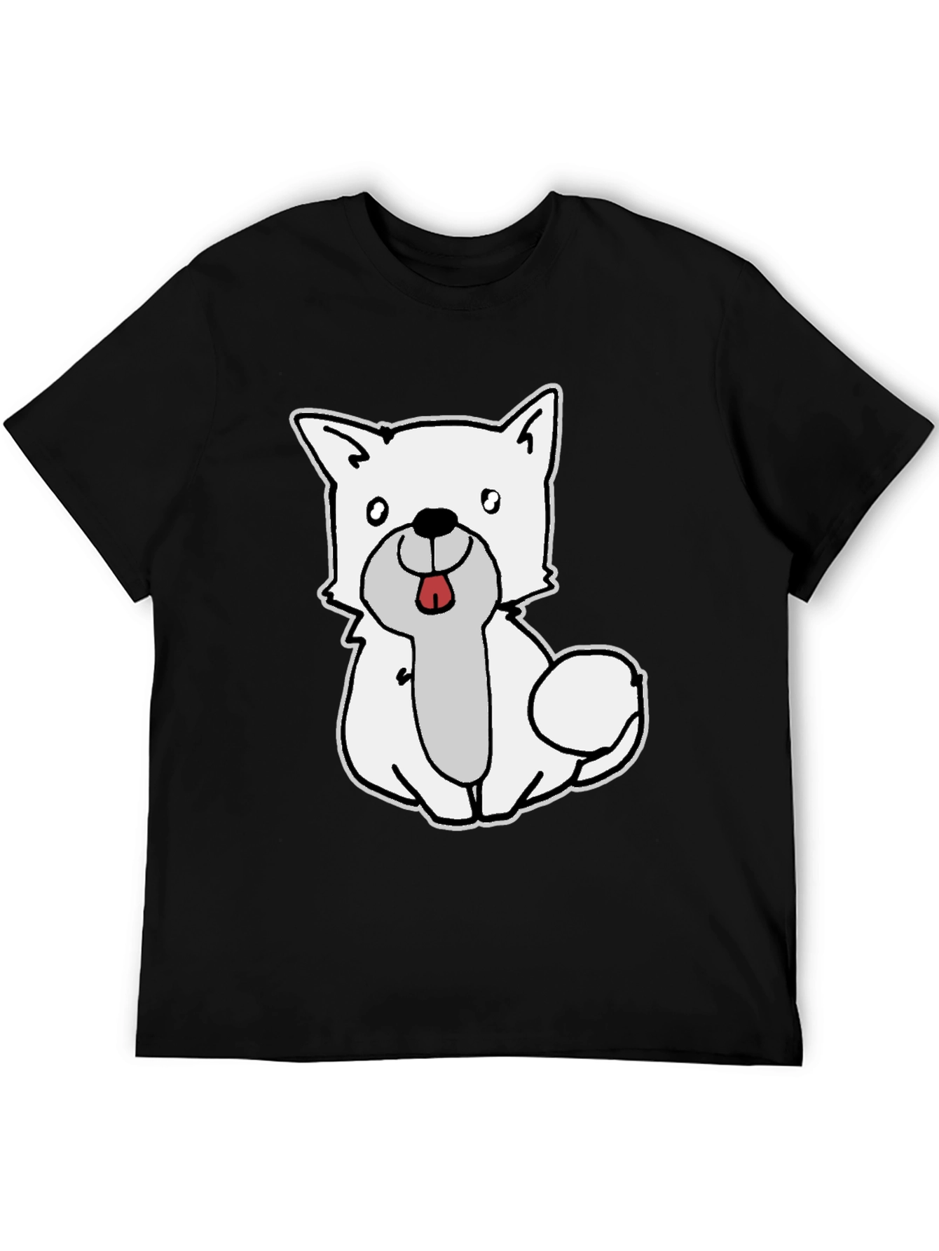 Black Cute Dog Graphic Black T-Shirt view 5