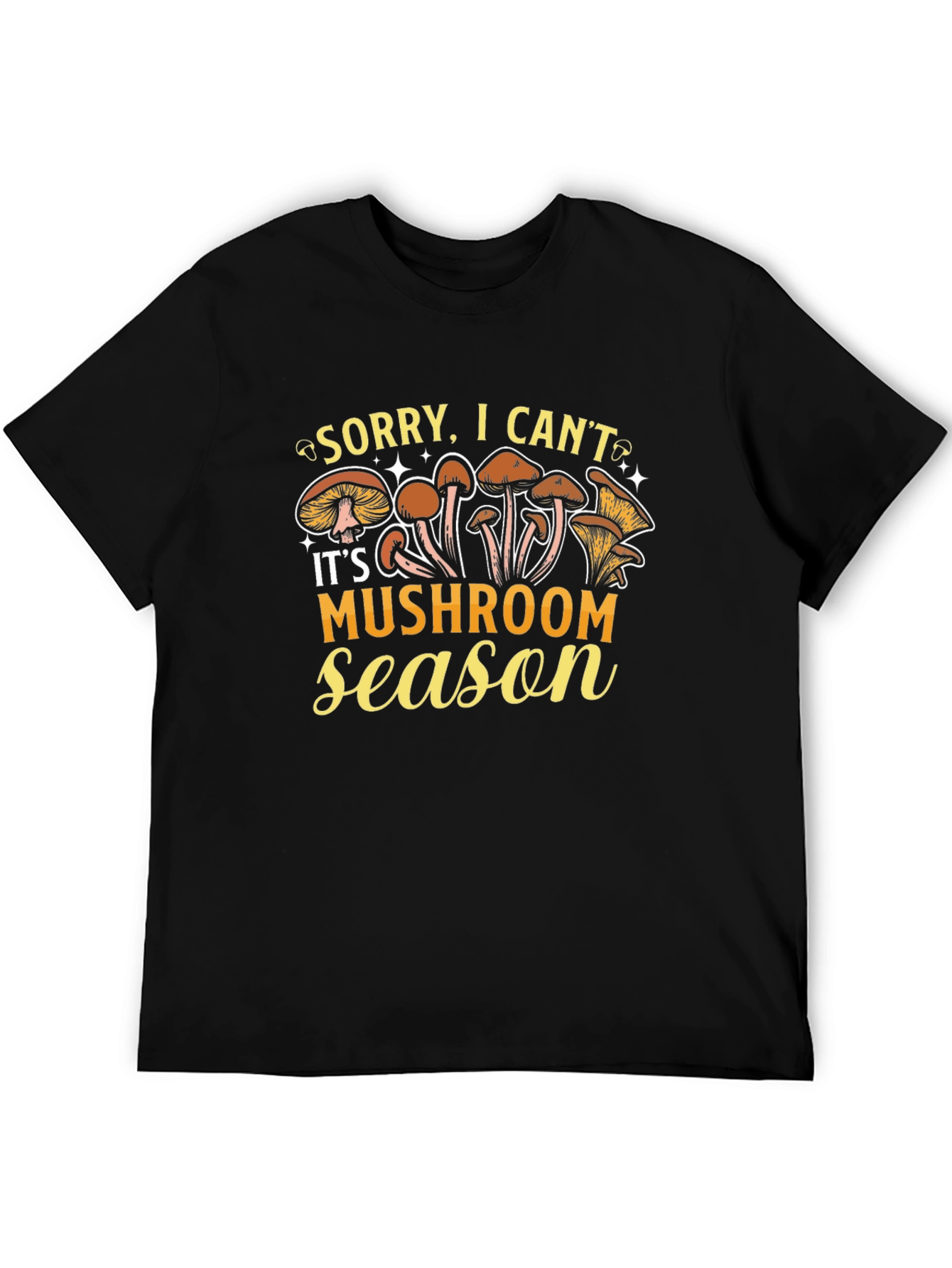 Black Mushroom Season Graphic Tee Funny Forager T-Shirt view 5