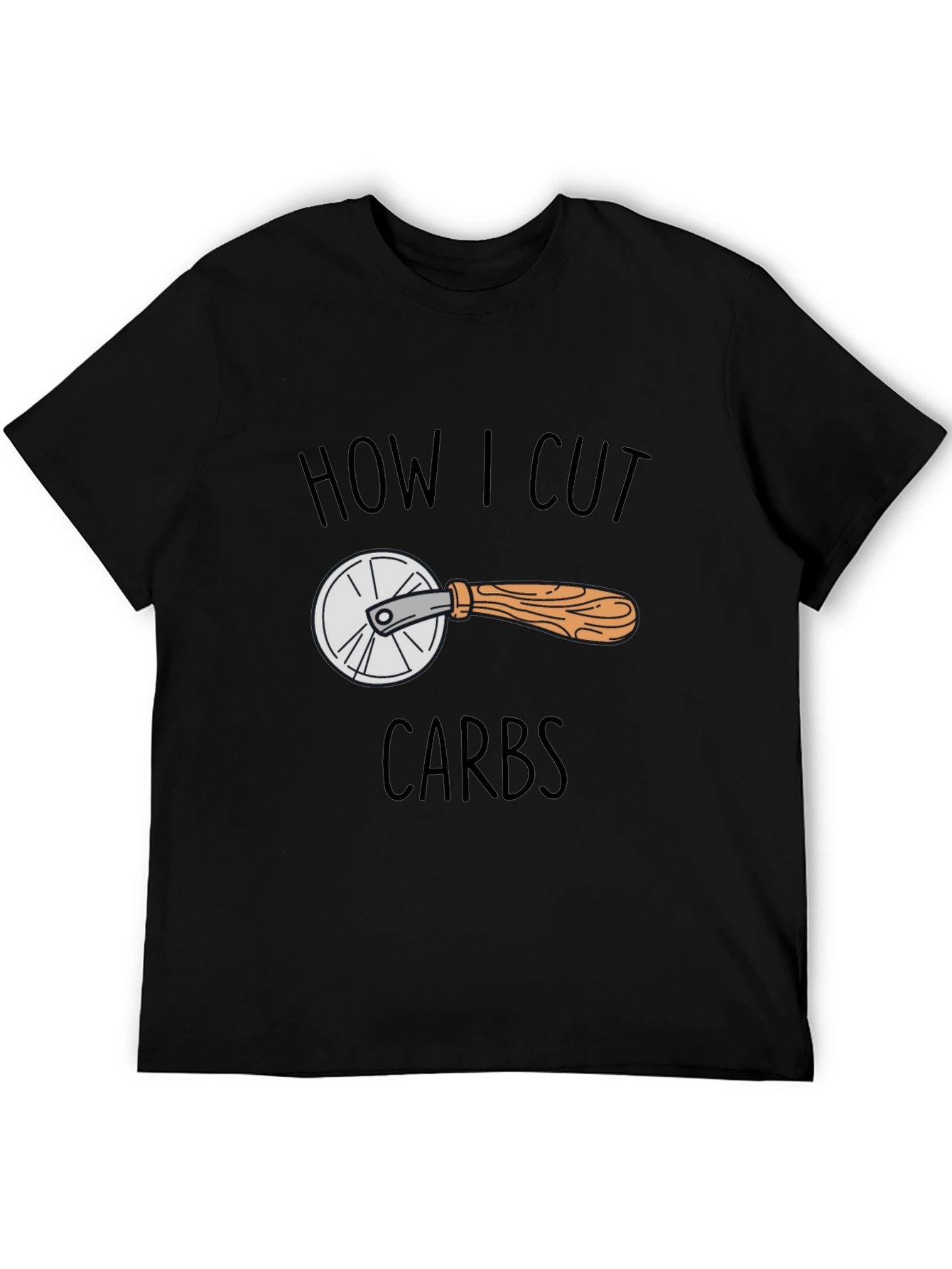 Black How I Cut Carbs Funny Graphic Tee view 5