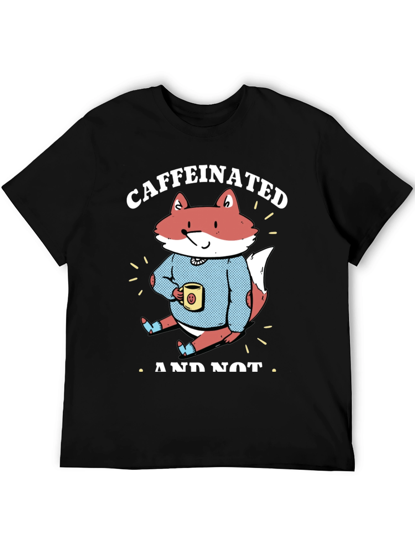 Black Caffeinated Fox Graphic Tee - Casual Comfort view 5