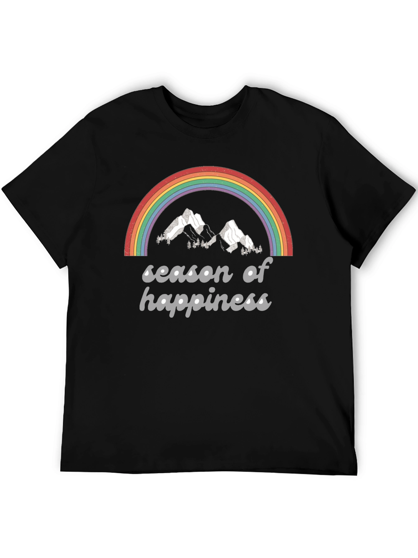Black Season of Happiness Rainbow Graphic Tee view 5