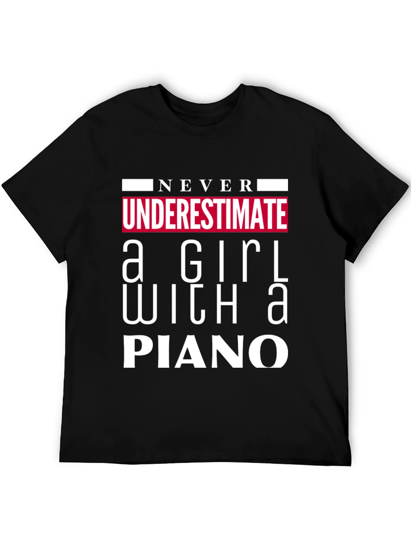 Black Never Underestimate Girl With A Piano T-Shirt view 5
