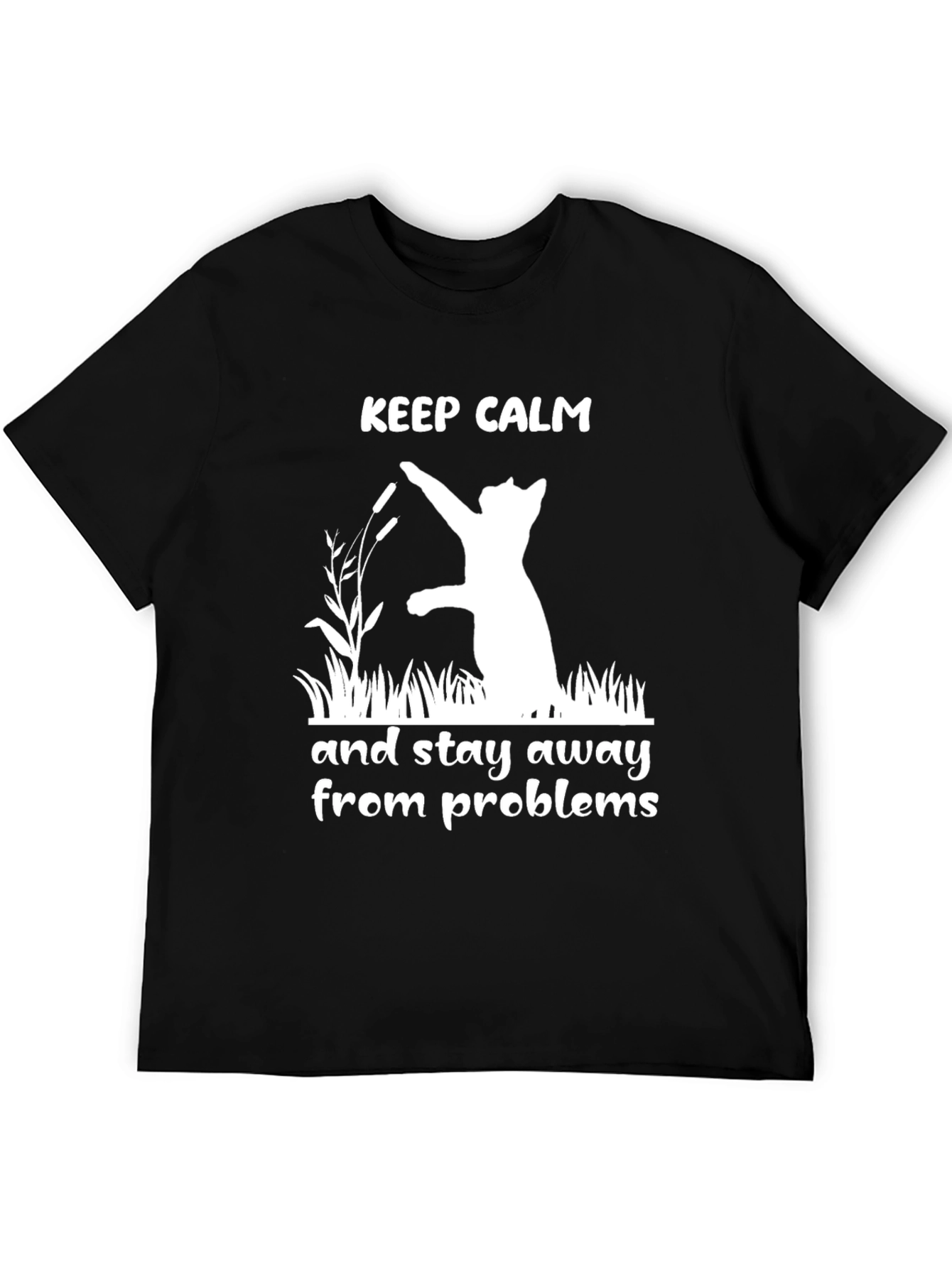 Black Keep Calm Cat Graphic Tee view 5