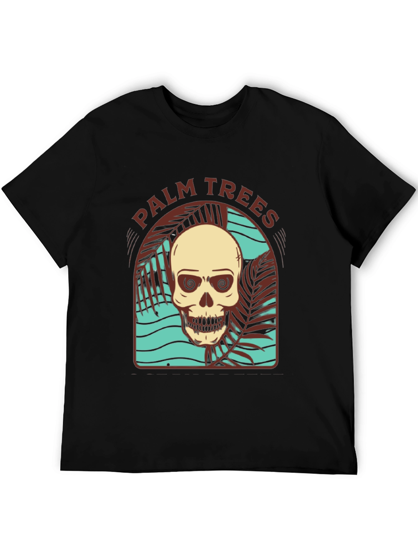 Black Skull Palm Trees T-Shirt view 5