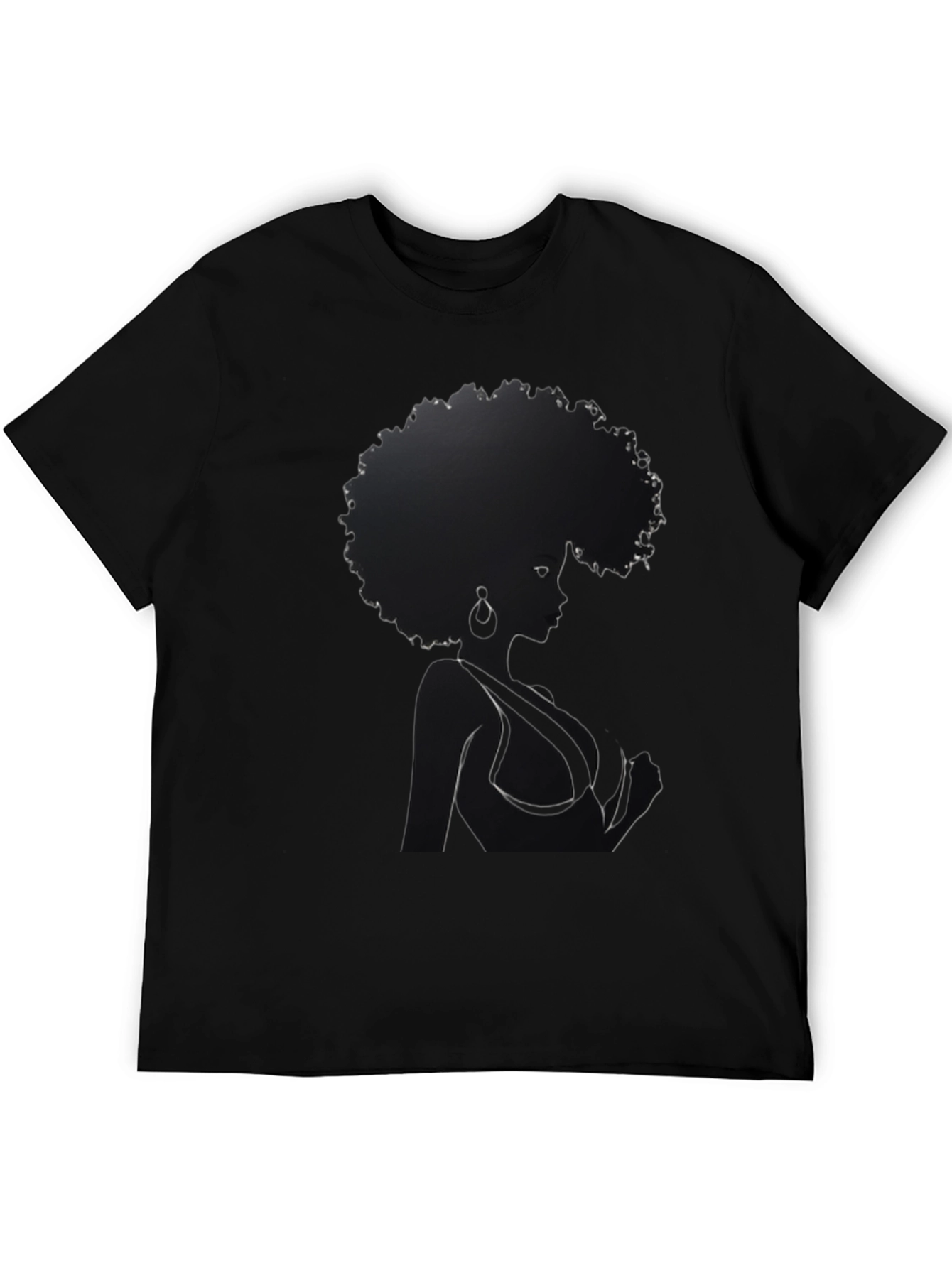Black Afro Woman Graphic Tee - Stylish Black T-Shirt view 5