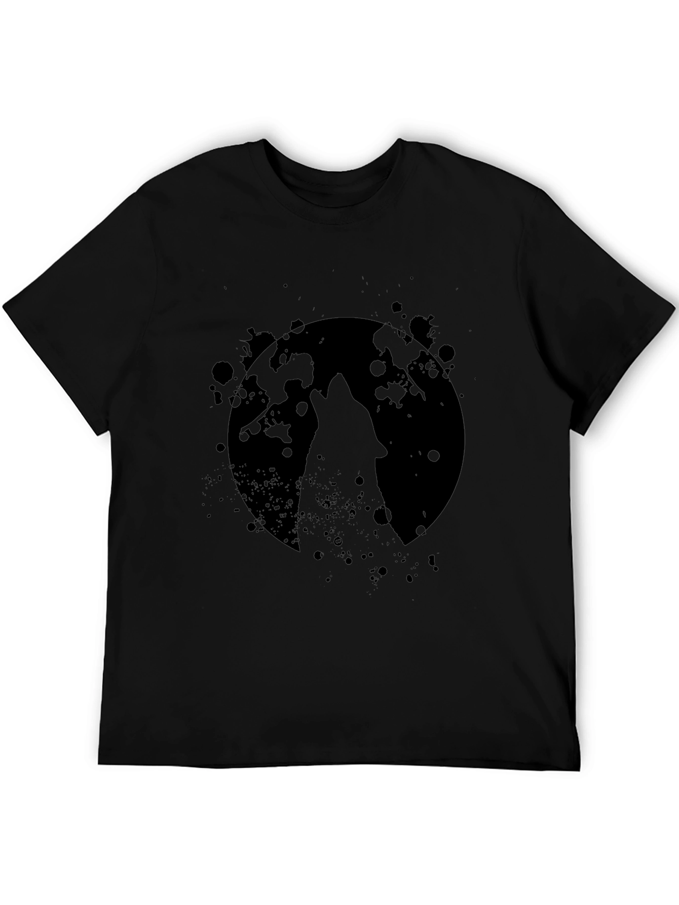 Black Wolf Moon Black T-Shirt - Graphic Tee view 5