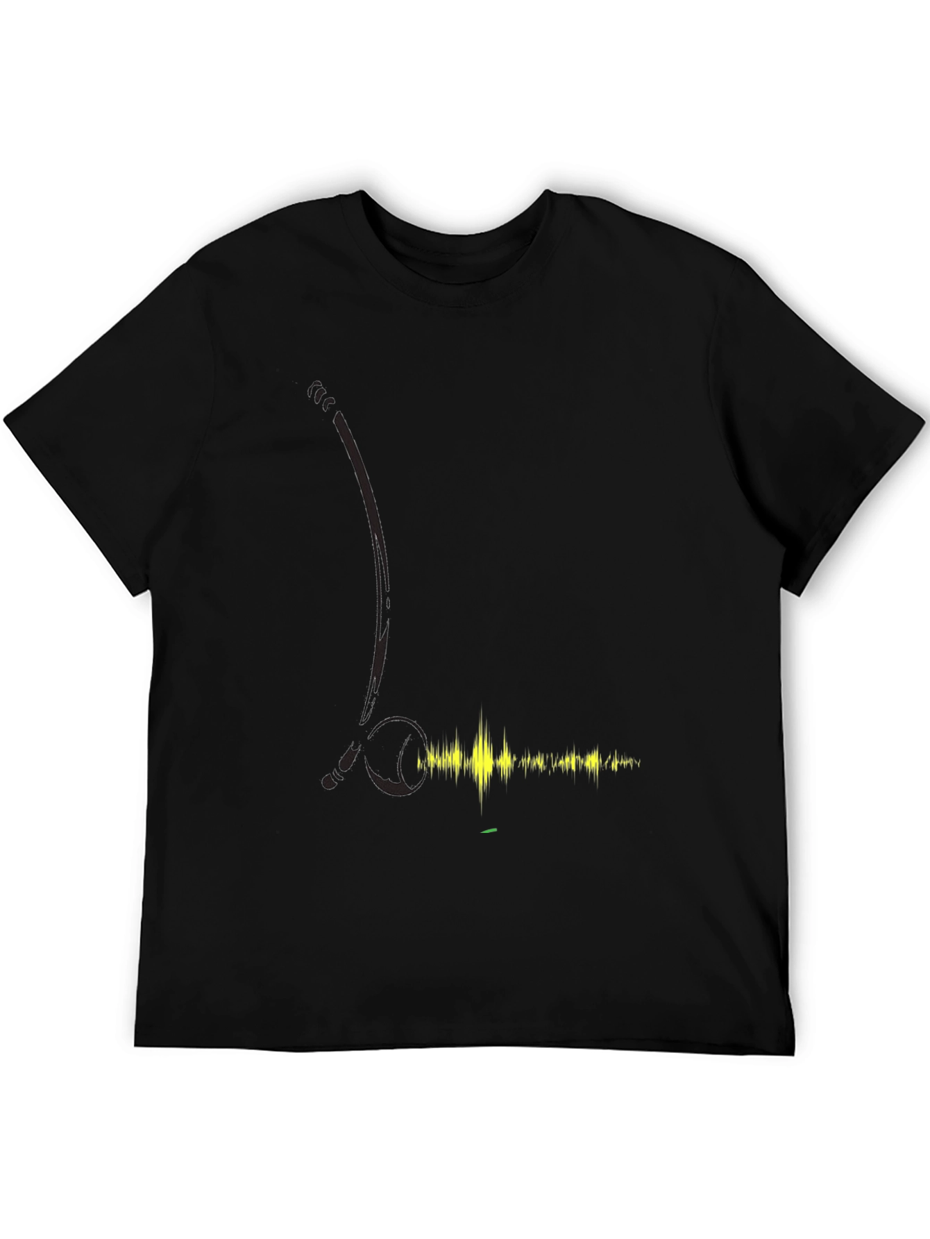 Black Black T-Shirt with Audio Wave Design view 5