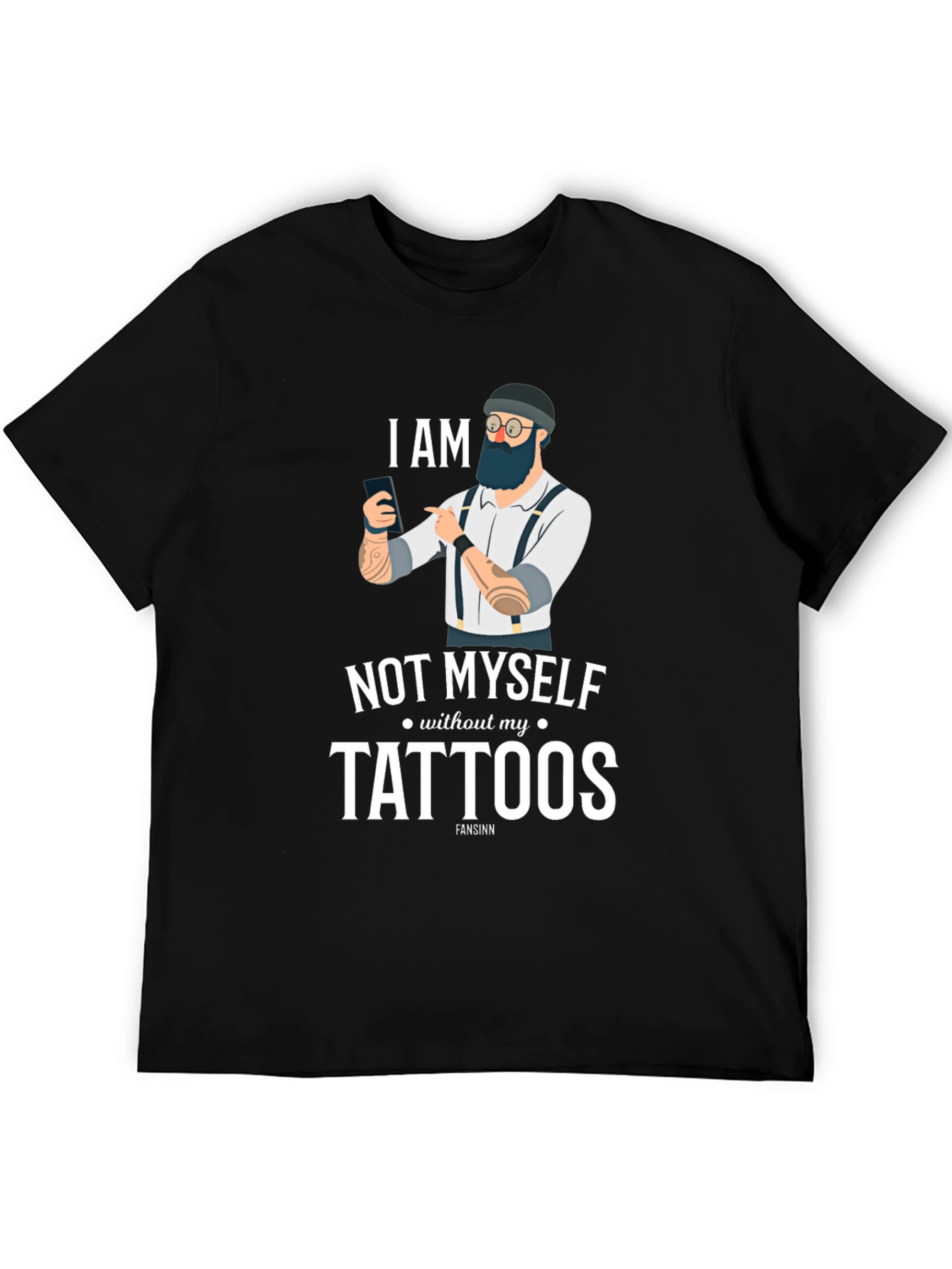 Black I am Not Myself Without My Tattoos Graphic Tee view 5