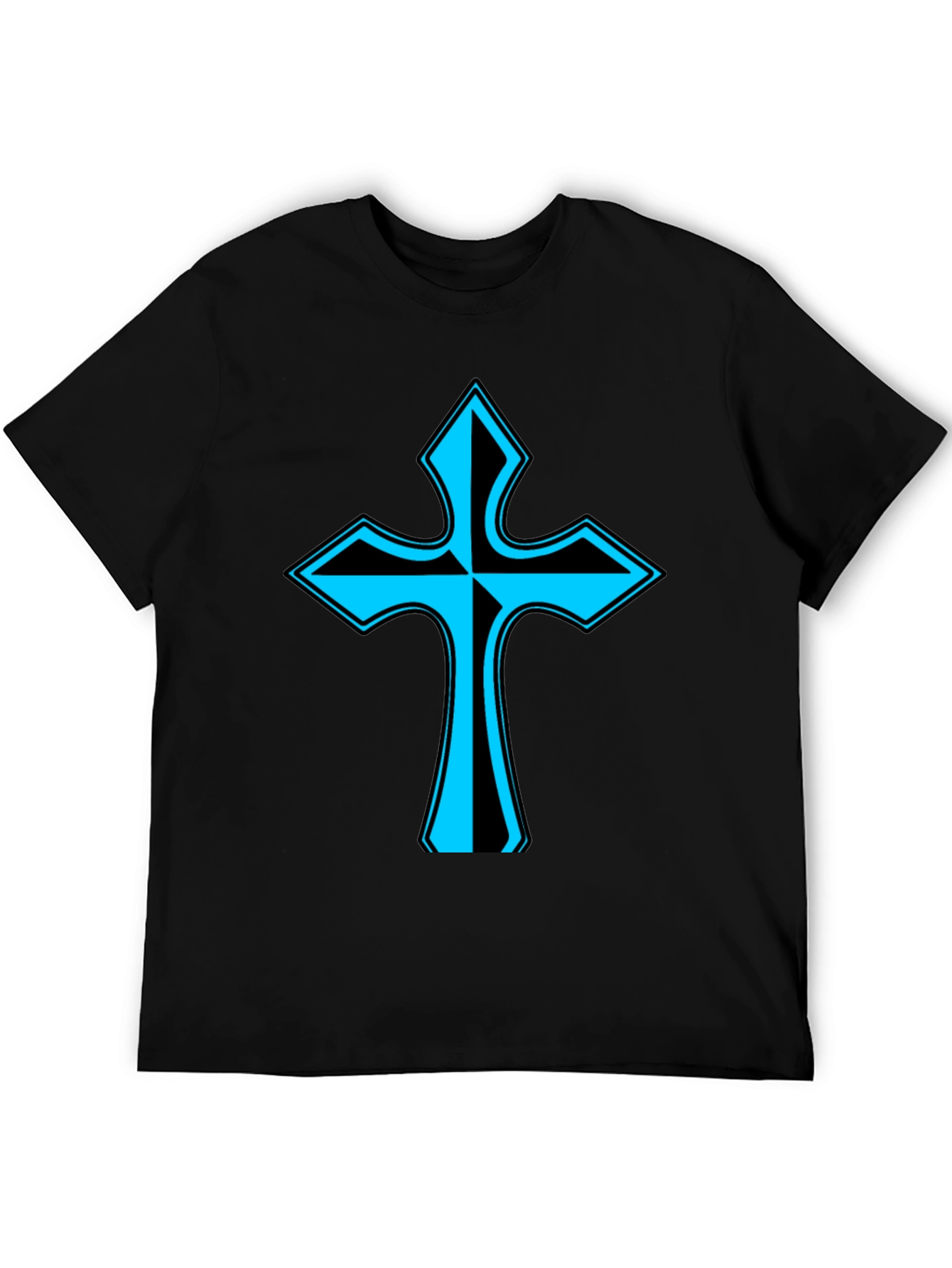 Black Stylish Cross Graphic Tee - Black view 5