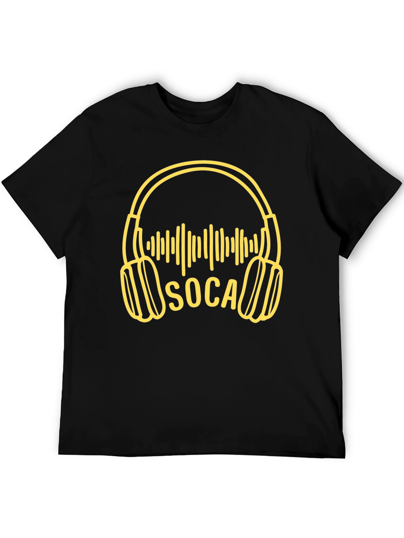 Black Soca Music Headphones Graphic T-Shirt view 5