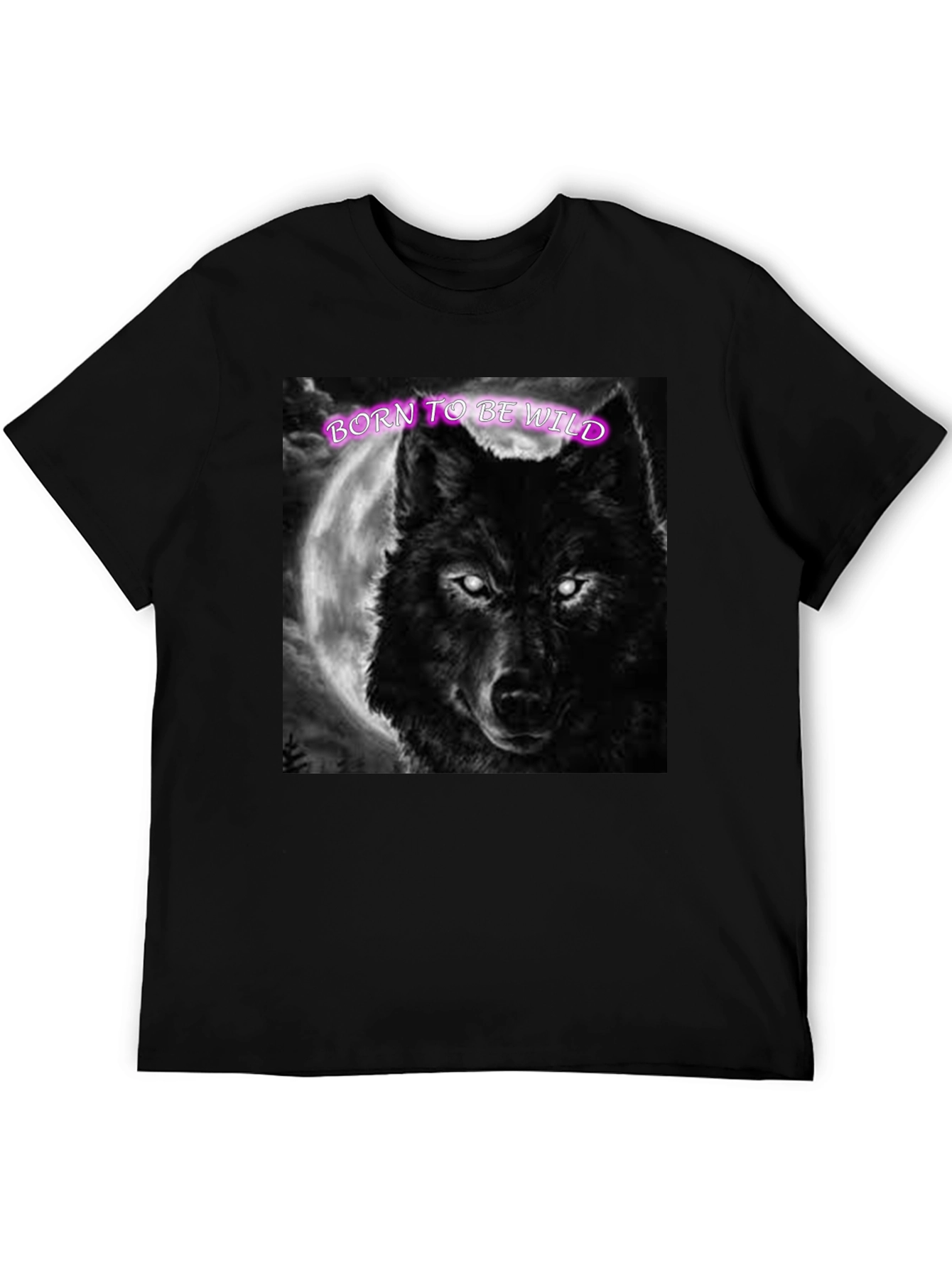Black Born to be Wild Wolf Graphic Tee view 5