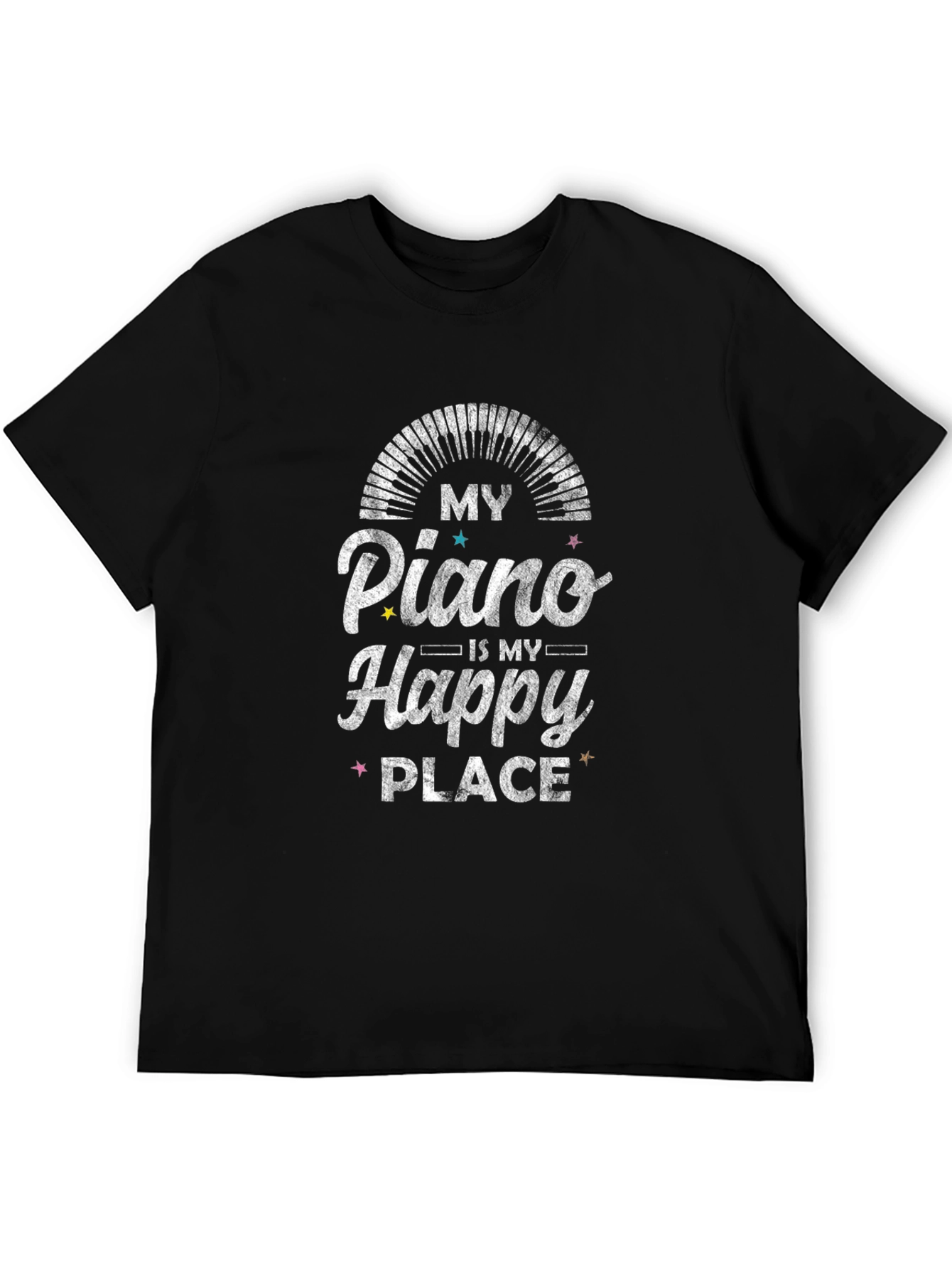 Black My Piano Is My Happy Place Graphic Tee view 5