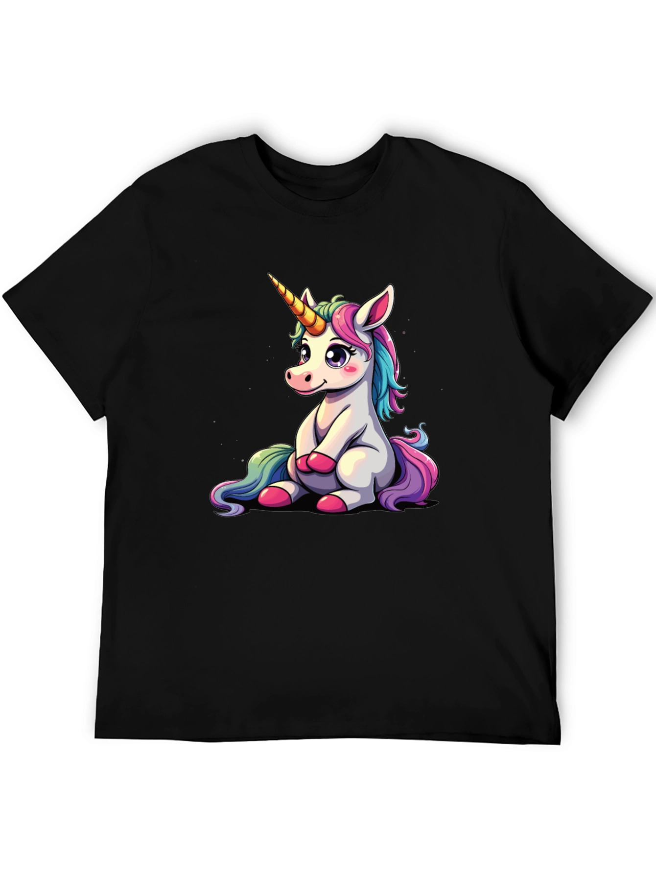Black Unicorn Graphic Tee - Cute Cartoon Animal Print view 5