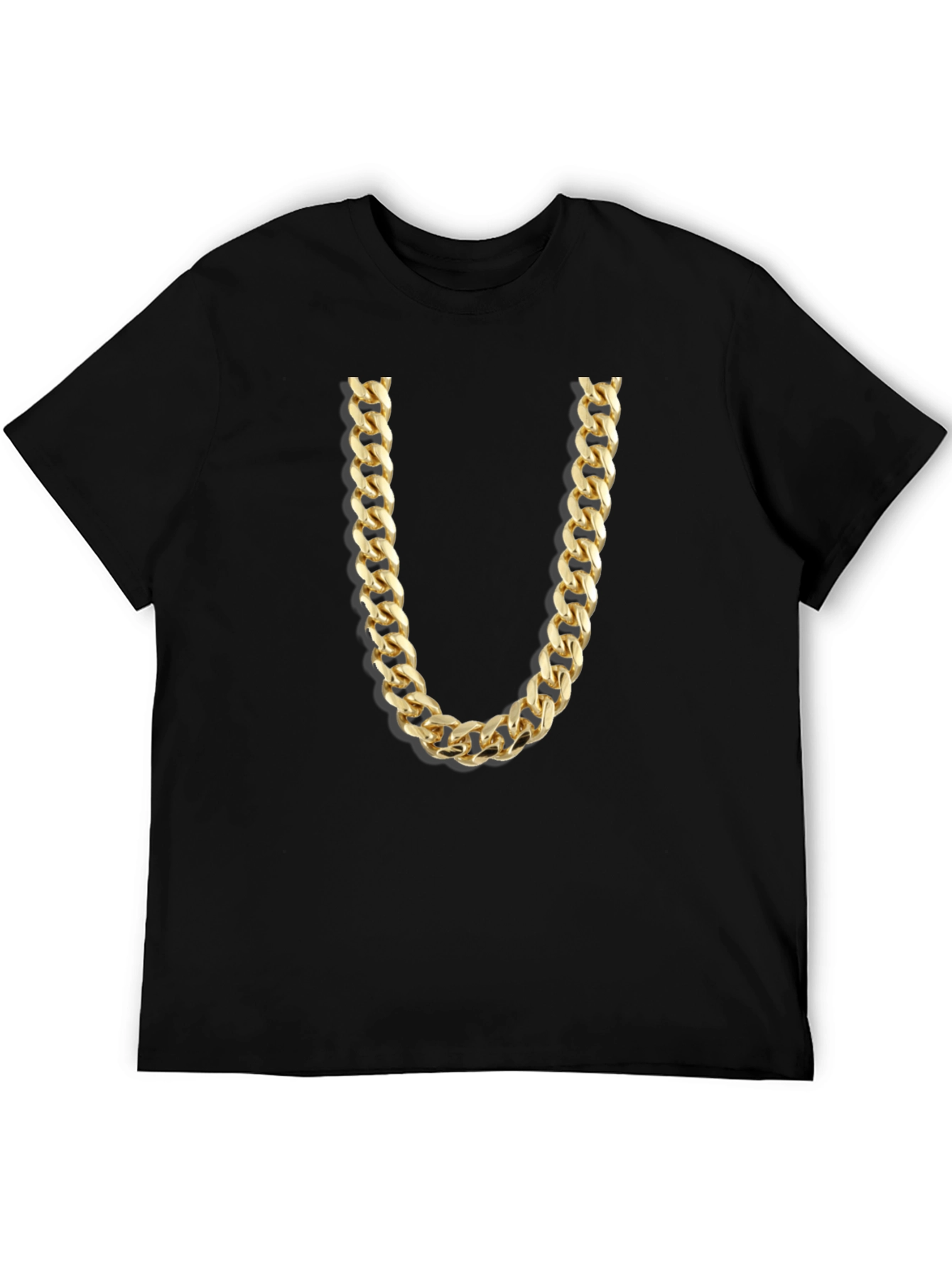 Black Gold Chain Graphic Tee - Novelty Statement Shirt view 5