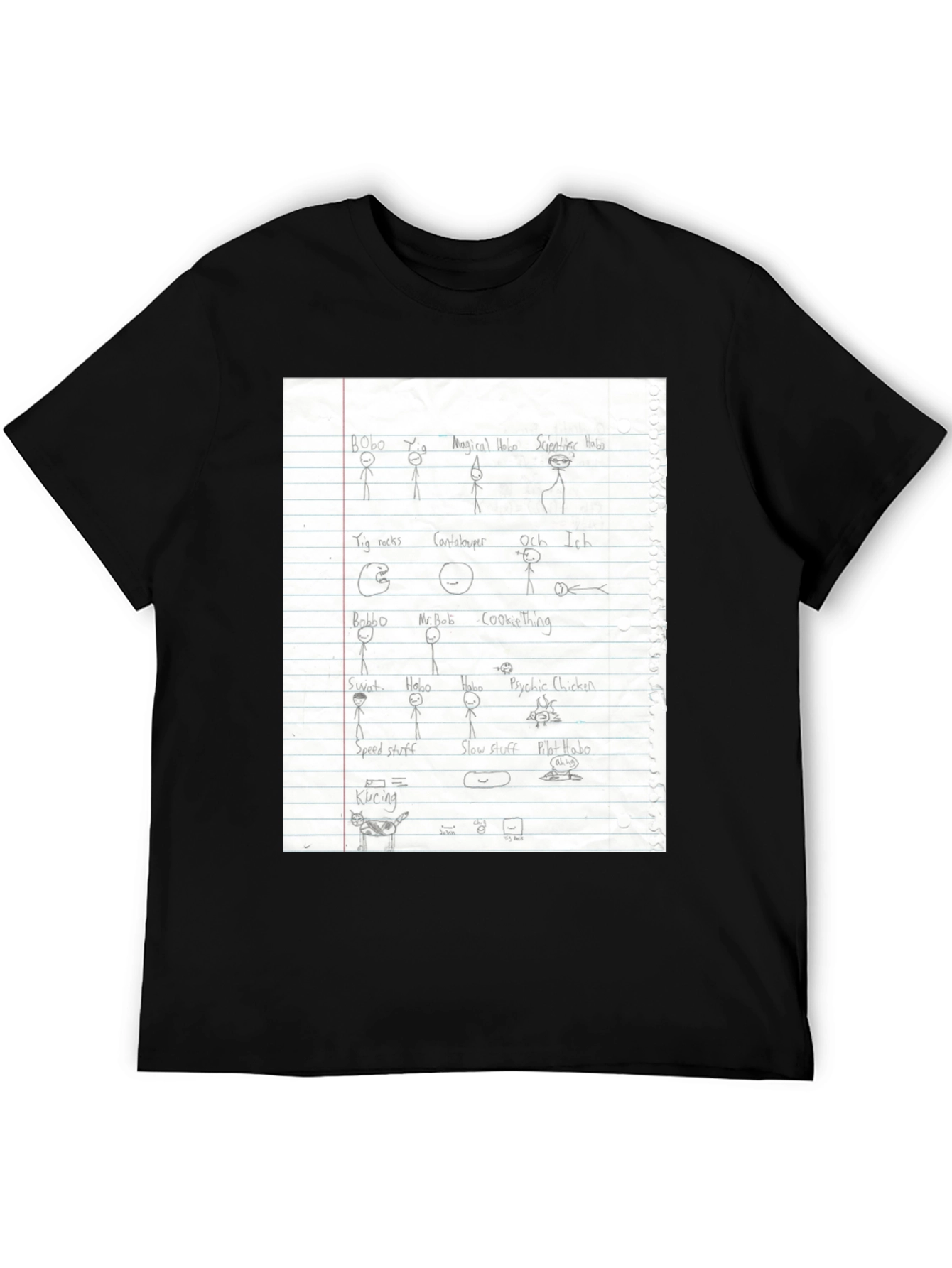 Black Doodle Sketch T-Shirt - Black view 5
