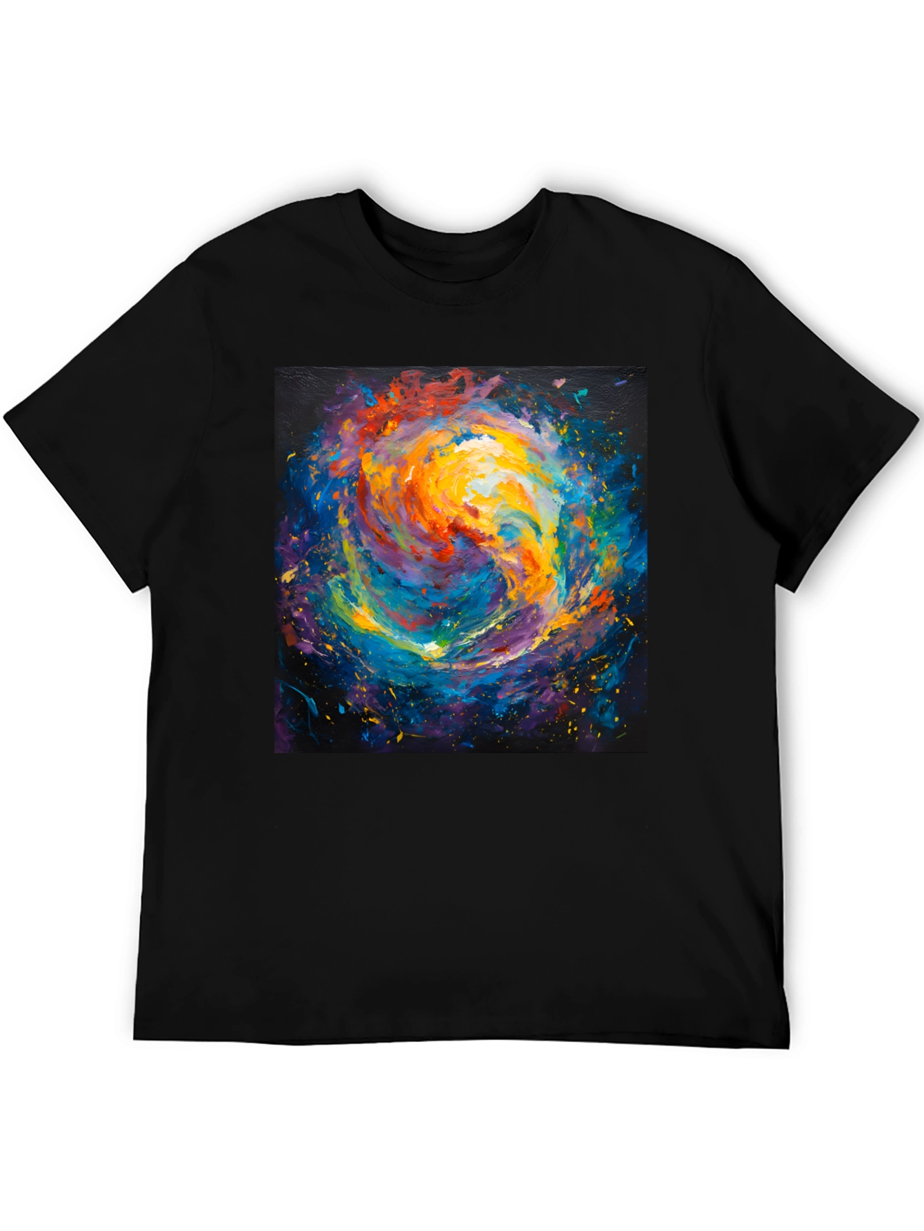 Black Abstract Galaxy Print Crew Neck T-Shirt view 5