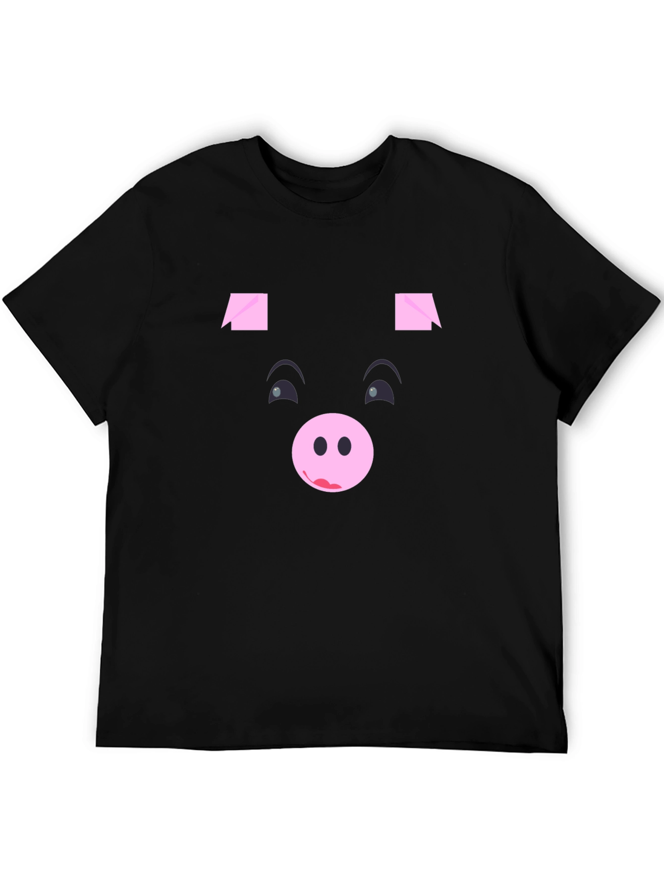 Black Funny Pig Face Black Graphic T-Shirt view 5