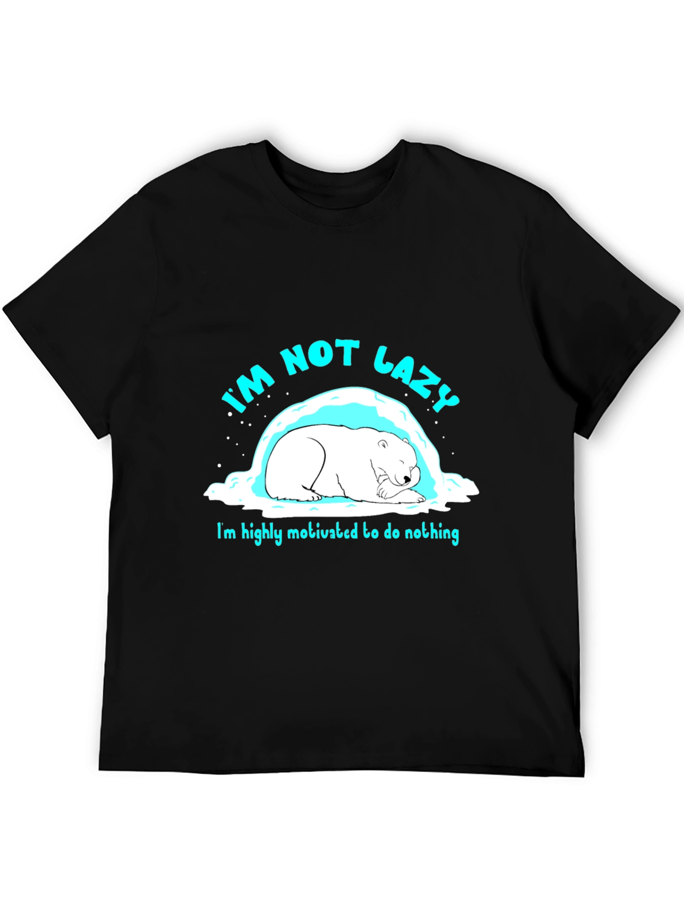 Black Lazy Bear Graphic T-Shirt - Men's Casual Tee view 5