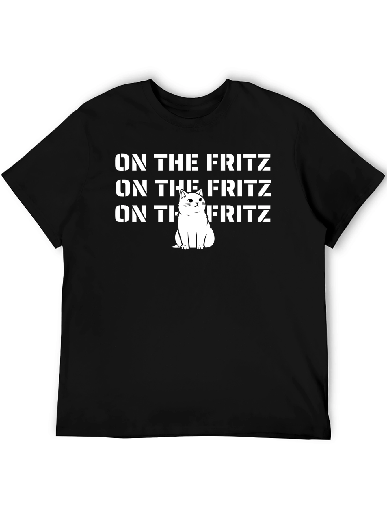 Black On The Fritz Cat T-Shirt - Funny Graphic Tee view 5