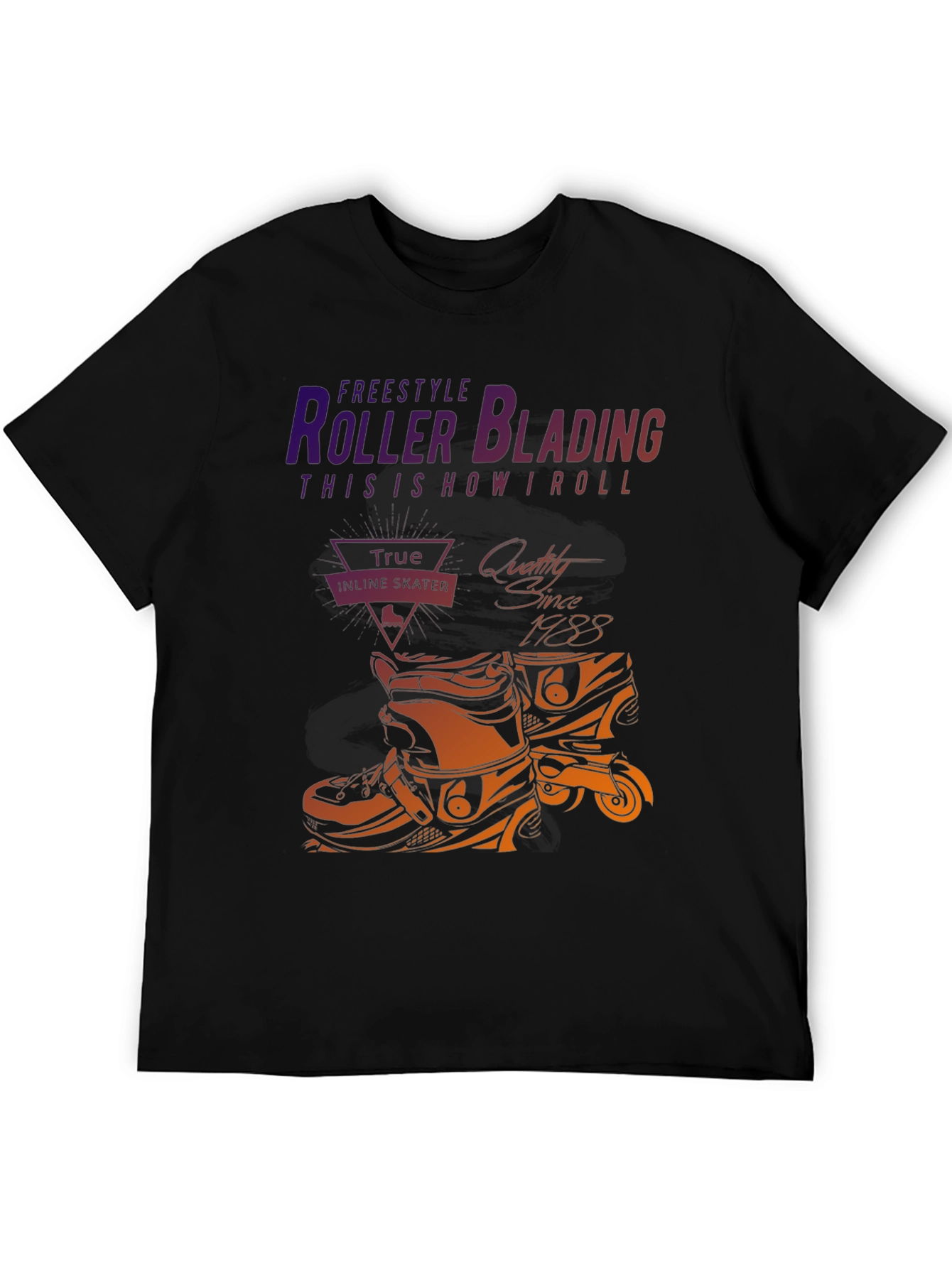 Black Roller Blading T-Shirt - Freestyle Inline Skate Design view 5