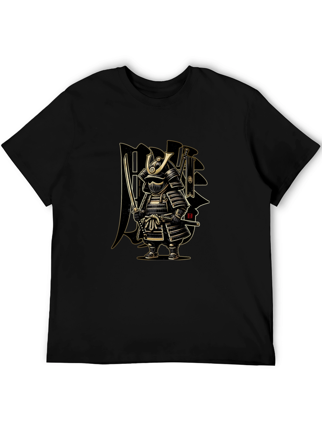 Black Samurai Warrior Graphic T-Shirt - Mens Black Tee view 5