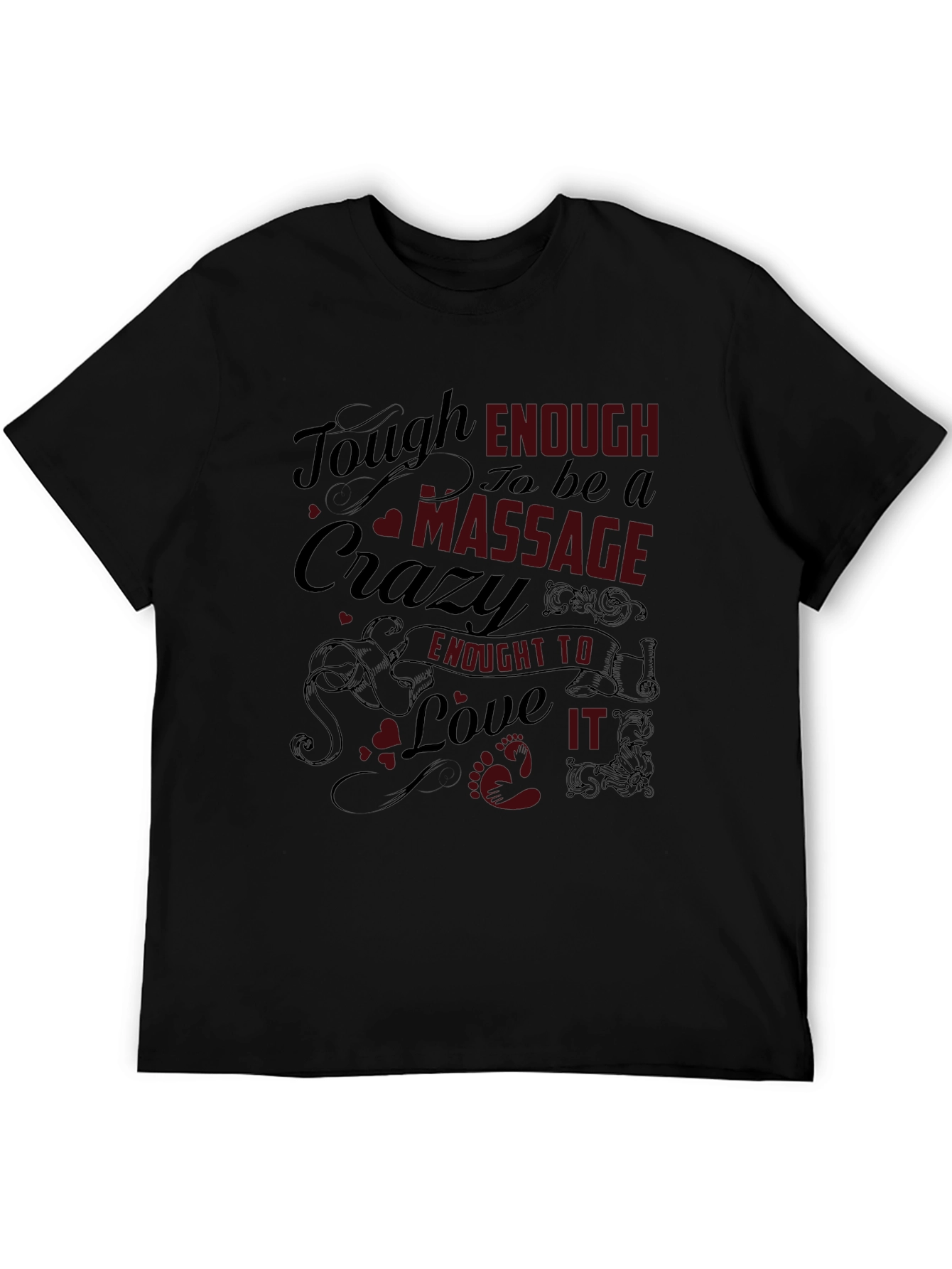 Black Tough Enough Massage Crazy T-Shirt view 5